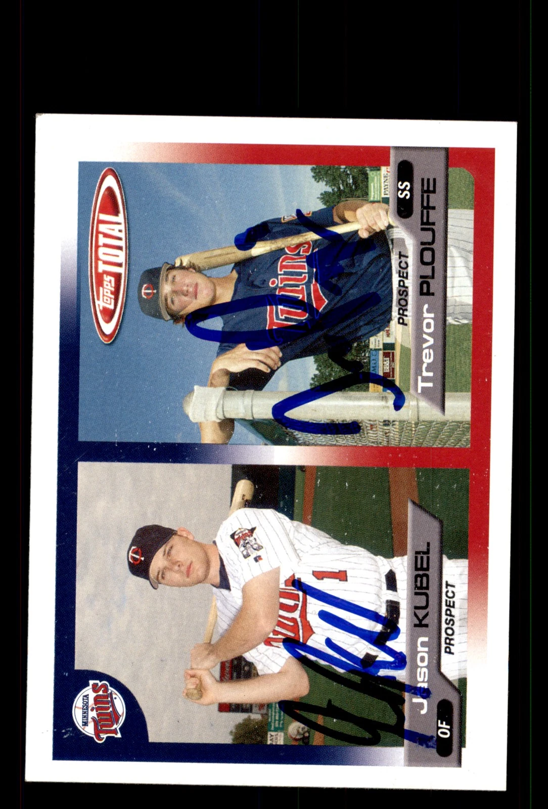 Signed Baseball Card Auto Jason Kubel Trevor Plouffe 2005 Topps Total #693 Twins
