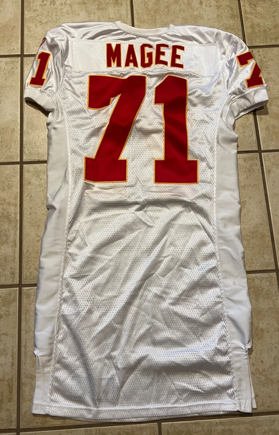 KANSAS CITY CHIEFS GAME USED ? ISSUED FOOTBALL JERSEY ALEX MAGEE PURDUE WHITE