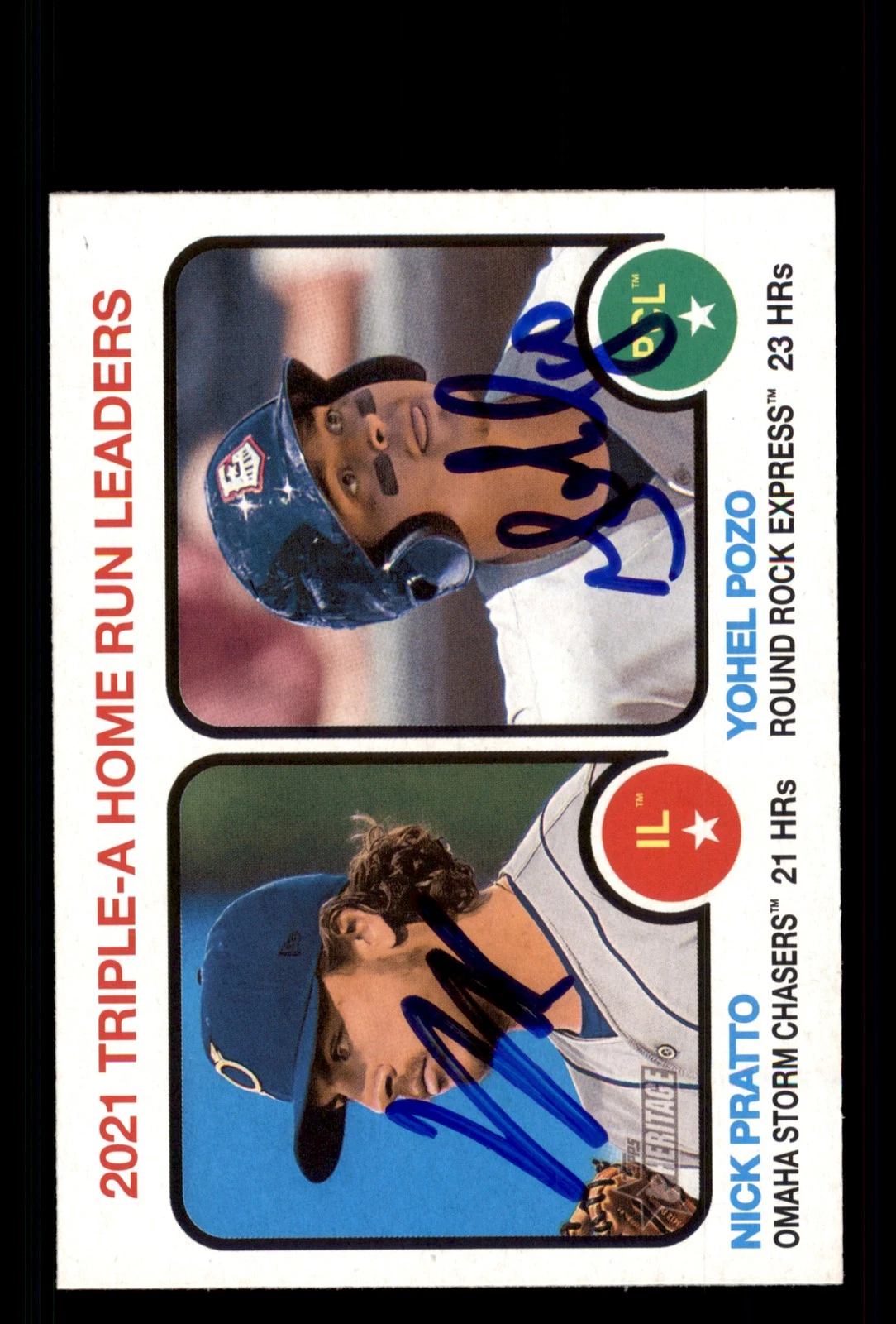 Signed Baseball Card Auto Nick Pratto Yohel Pozo 2022 Topps Heritage Minor #61
