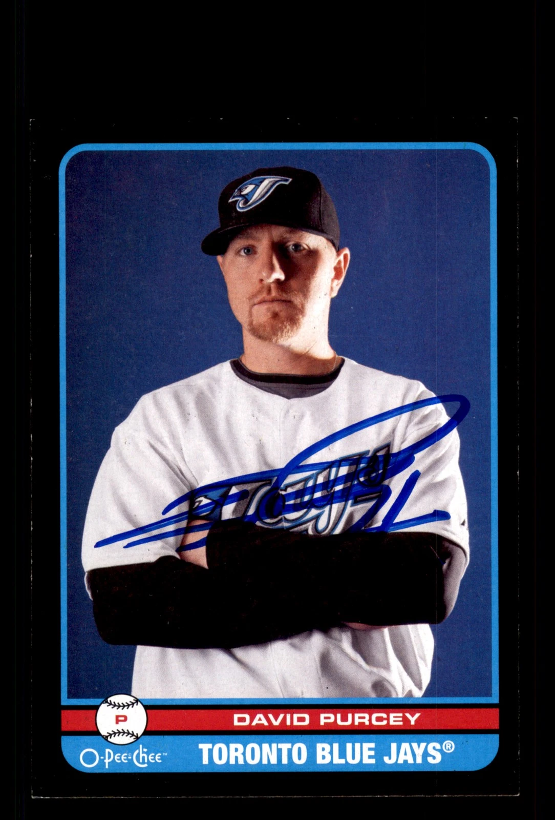Signed Baseball Card Auto David Purcey 2009 O-Pee-Chee #312 Blue Jays Black