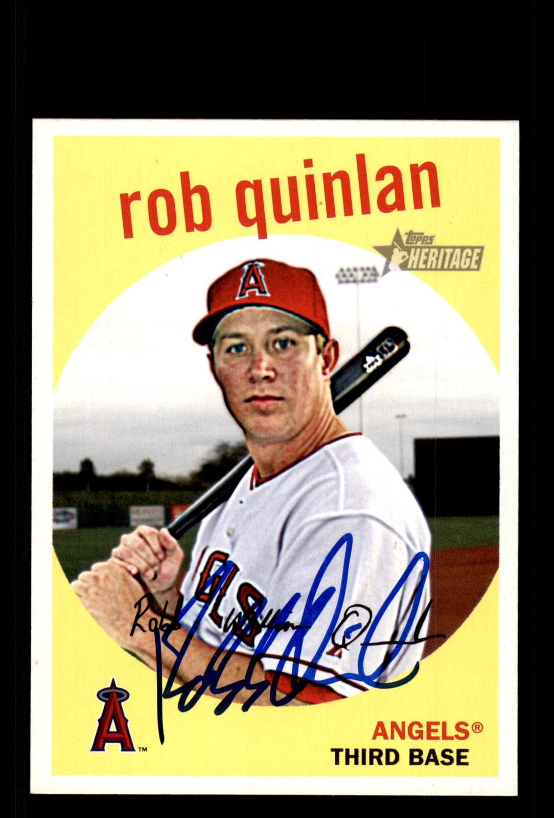 Signed Baseball Card Auto Robb Quinlan 2008 Topps Heritage #527 LA Angels