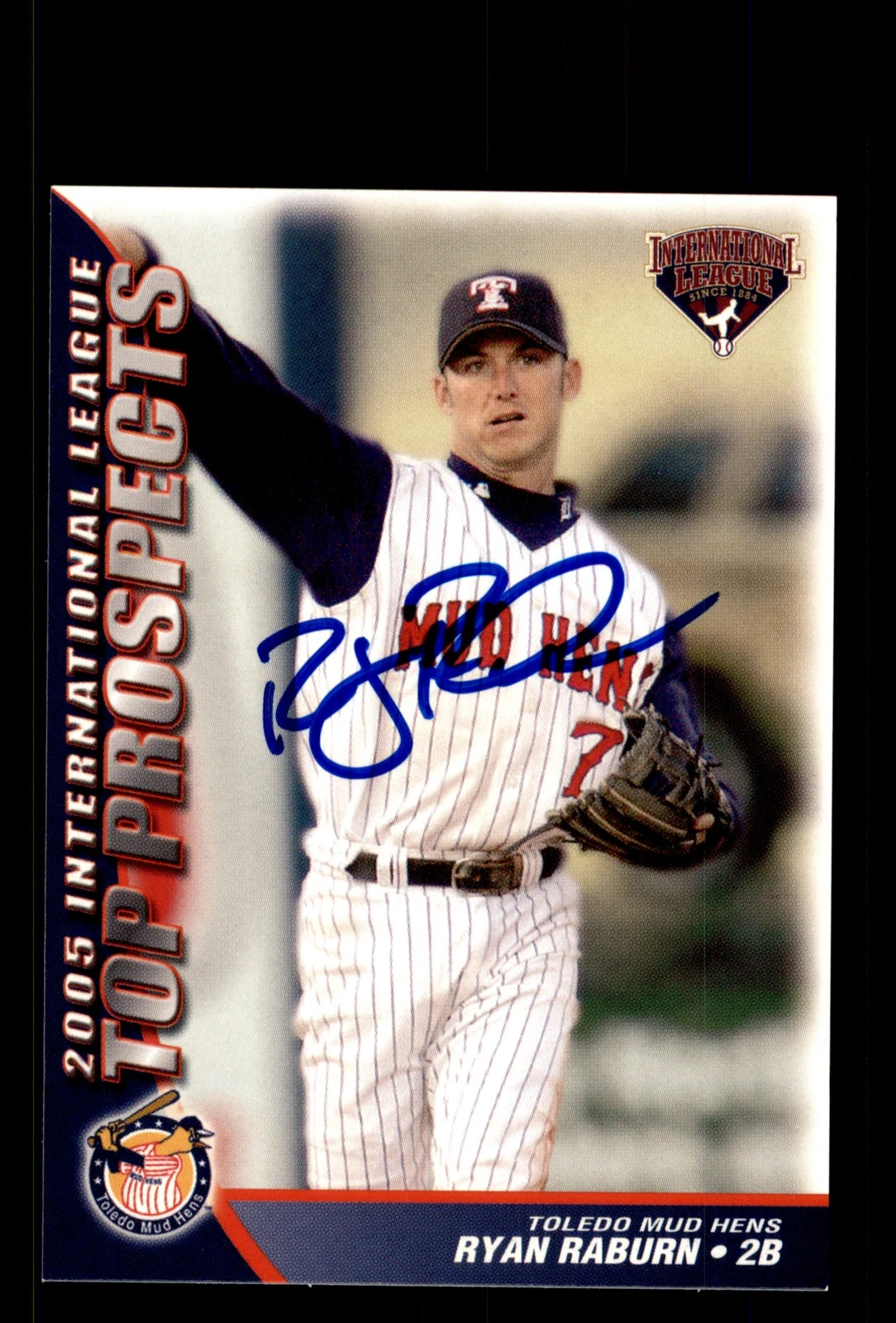Signed Baseball Card Auto Ryan Raburn 2005 International League Top Prospects