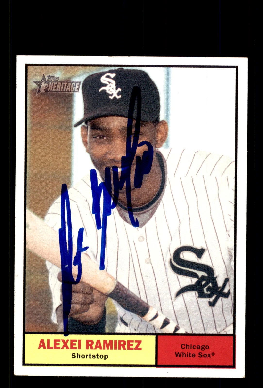 Signed Baseball Card Auto Alexei Ramirez 2010 Topps Heritage #237 White Sox