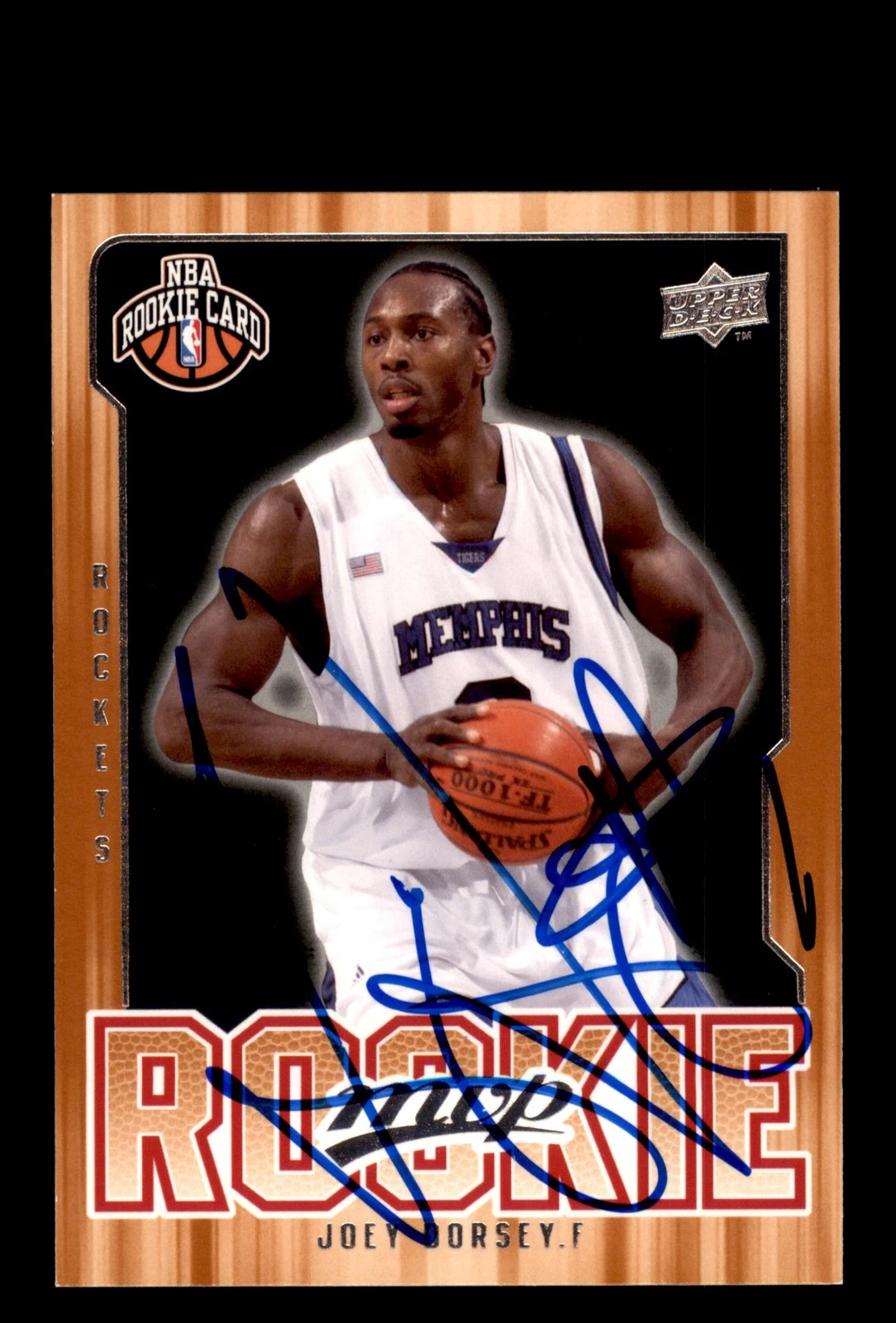 Signed Basketball Card Auto Joey Dorsey 2008-09 Upper Deck MVP #228 Rockets