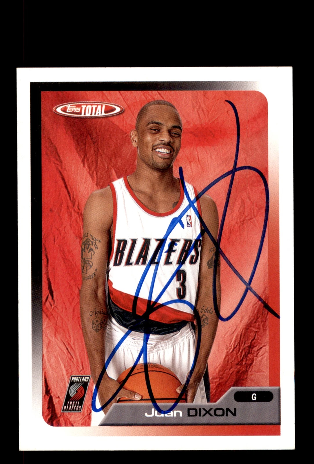 Signed Basketball Card Auto Juan Dixon 2005-06 Topps Total #231 Trail Blazers