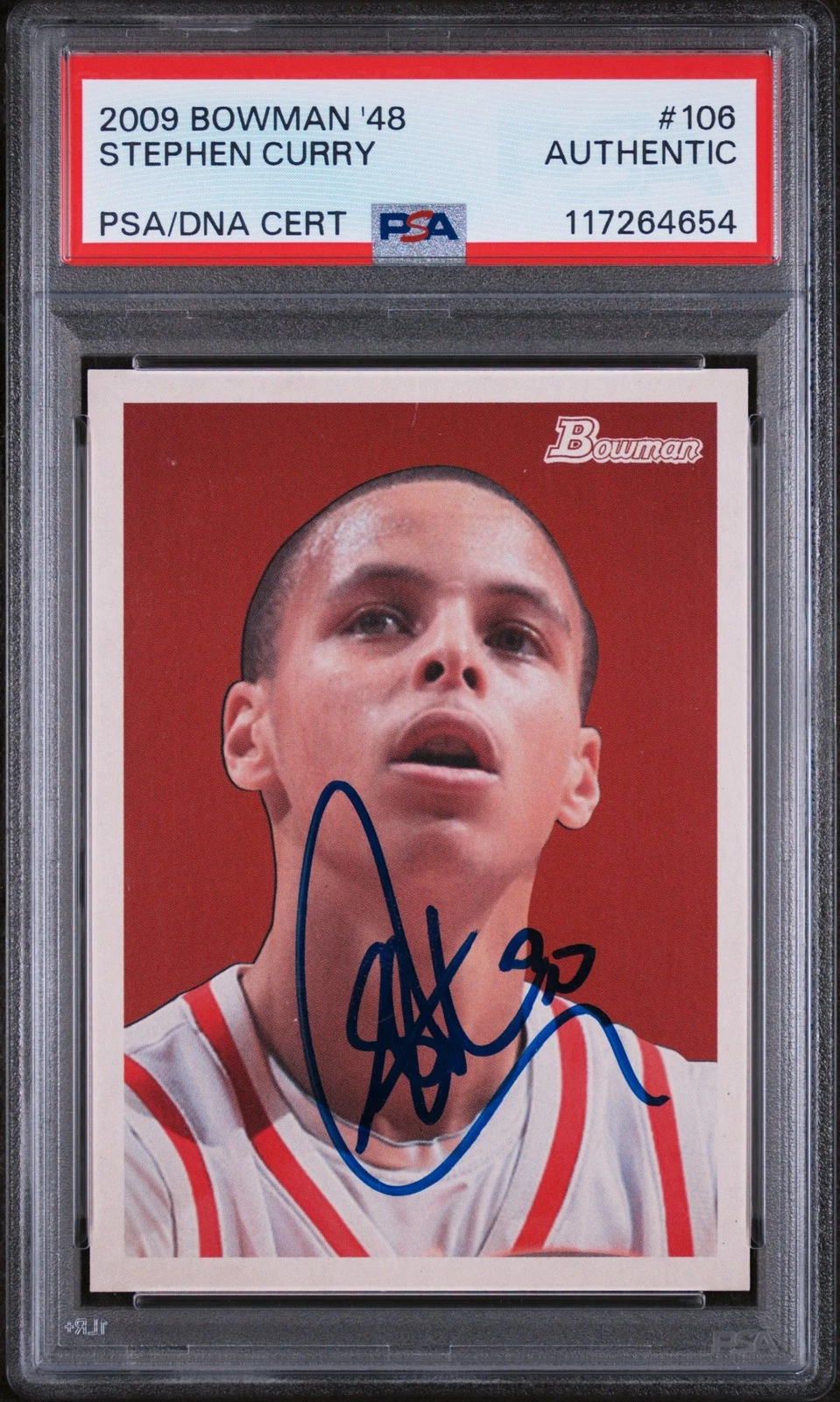 Signed Basketball Card Auto Stephen Curry 2009-10 Bowman '48 #106 RC PSA/DNA