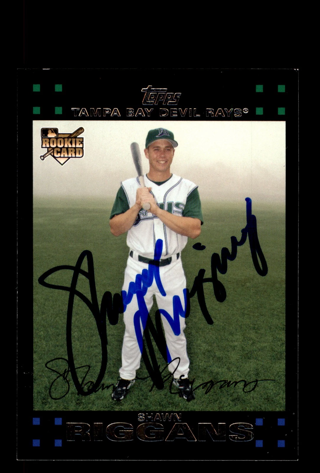 Signed Baseball Card Auto Shawn Riggans 2007 Topps #274 Tampa Bay Devil Rays