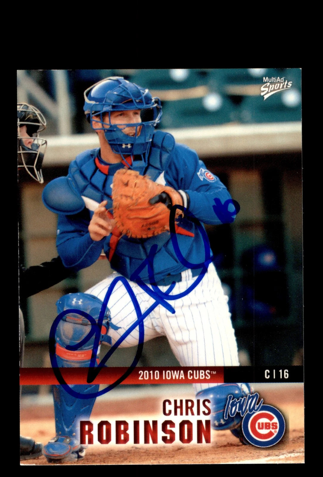 Signed Baseball Card Auto Chris Robinson 2010 MultiAd Iowa Cubs