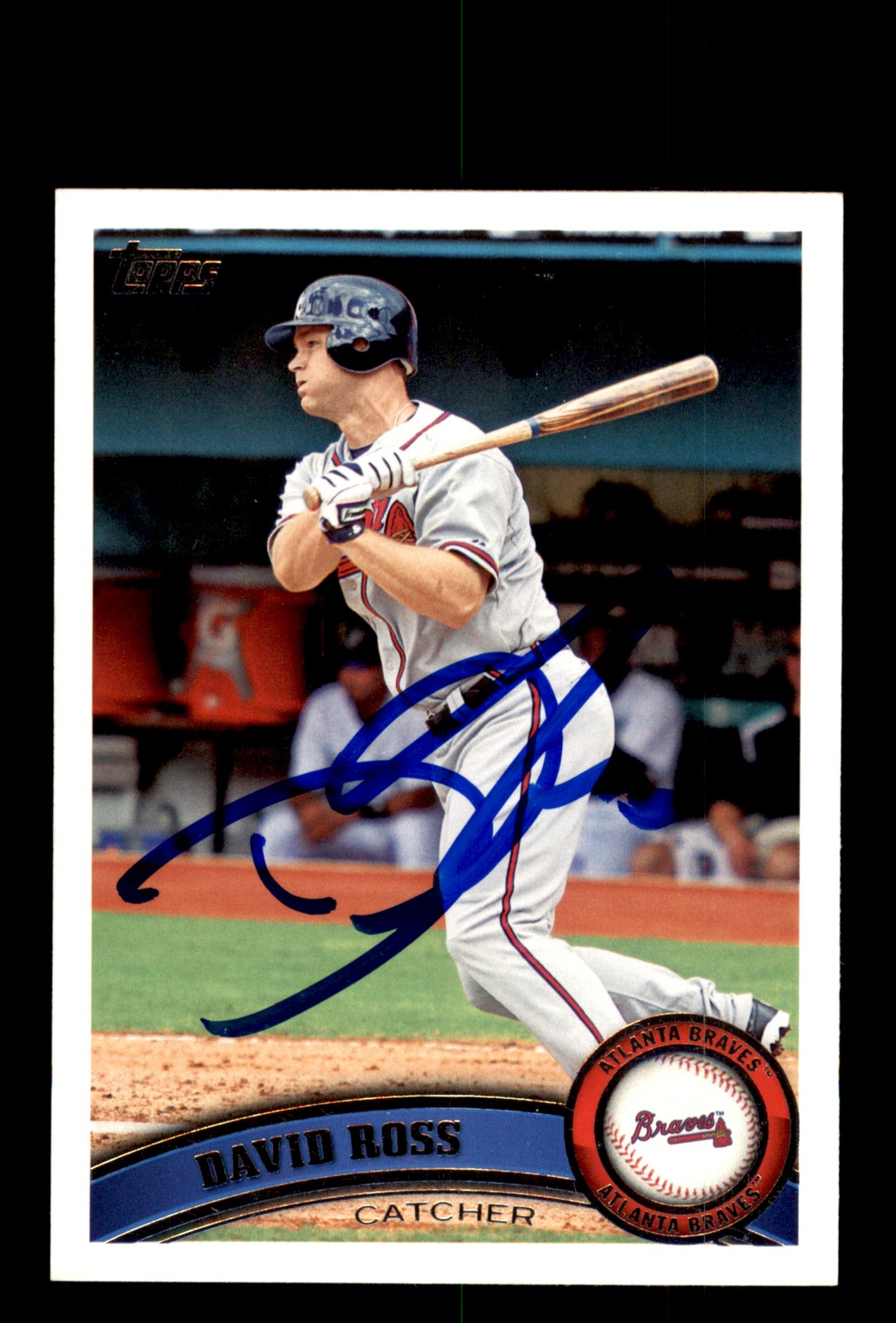 Signed Baseball Card Auto David Ross 2011 Topps Update #US34 Atlanta Braves