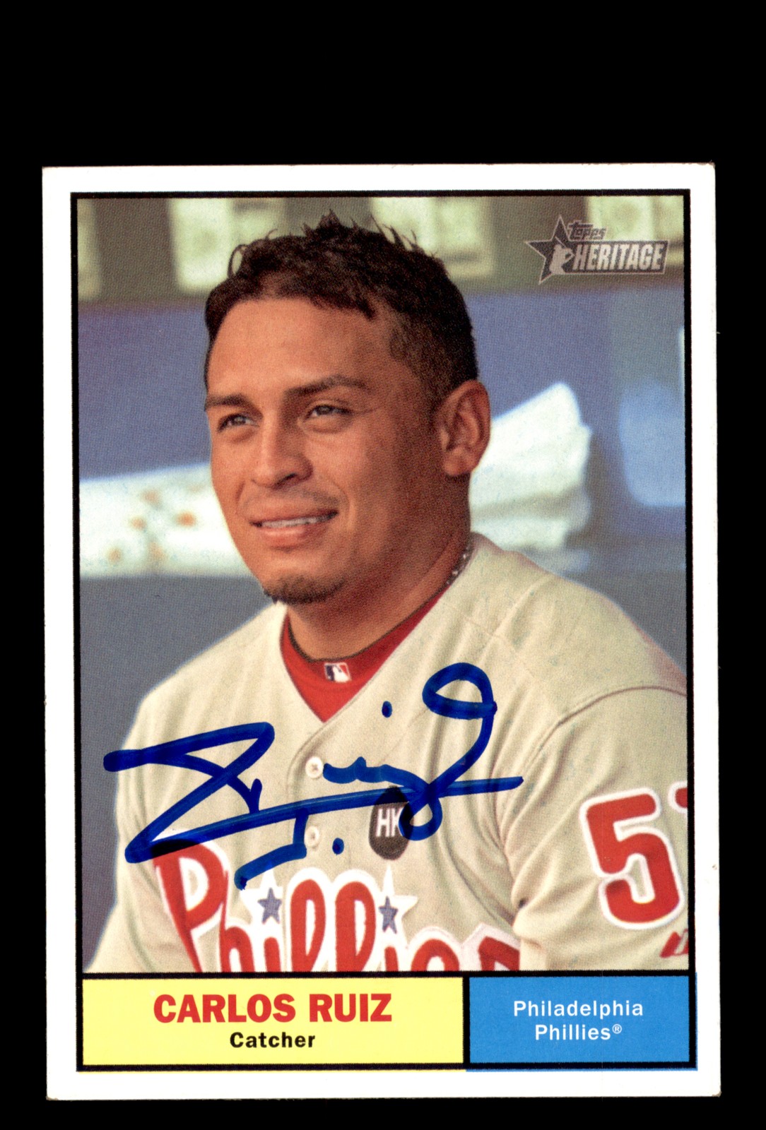 Signed Baseball Card Auto Carlos Ruiz 2010 Topps Heritage #217 Phillies