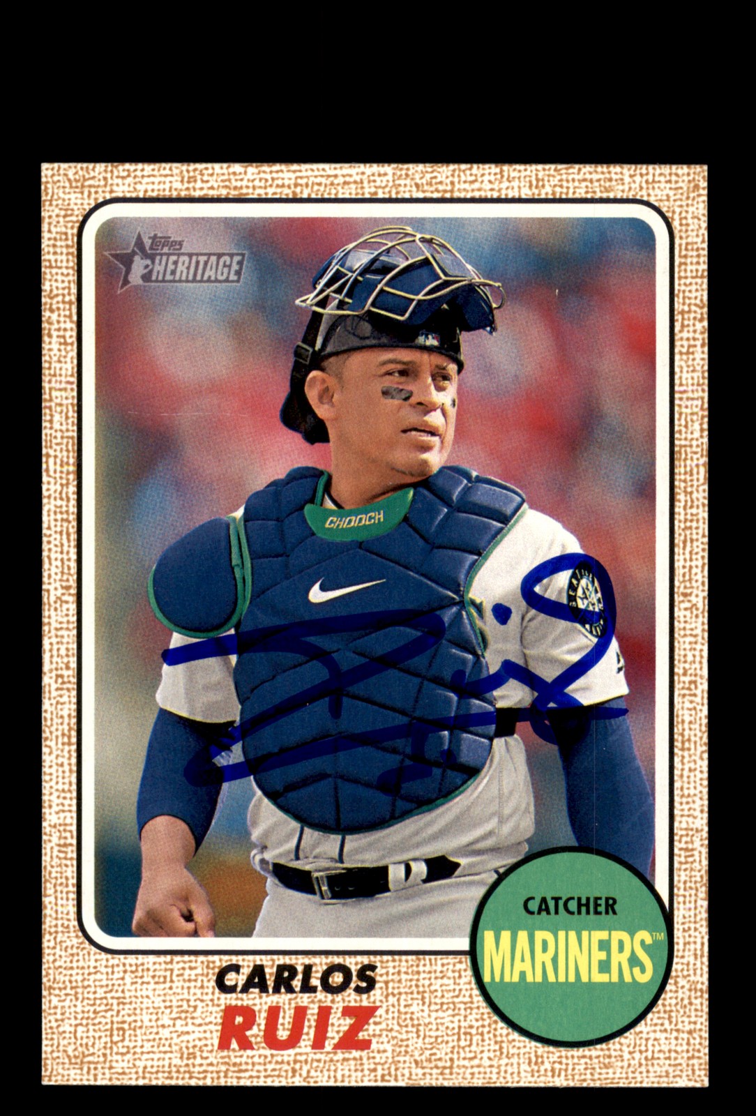Signed Baseball Card Auto Carlos Ruiz 2017 Topps Heritage #292 Seattle Mariners