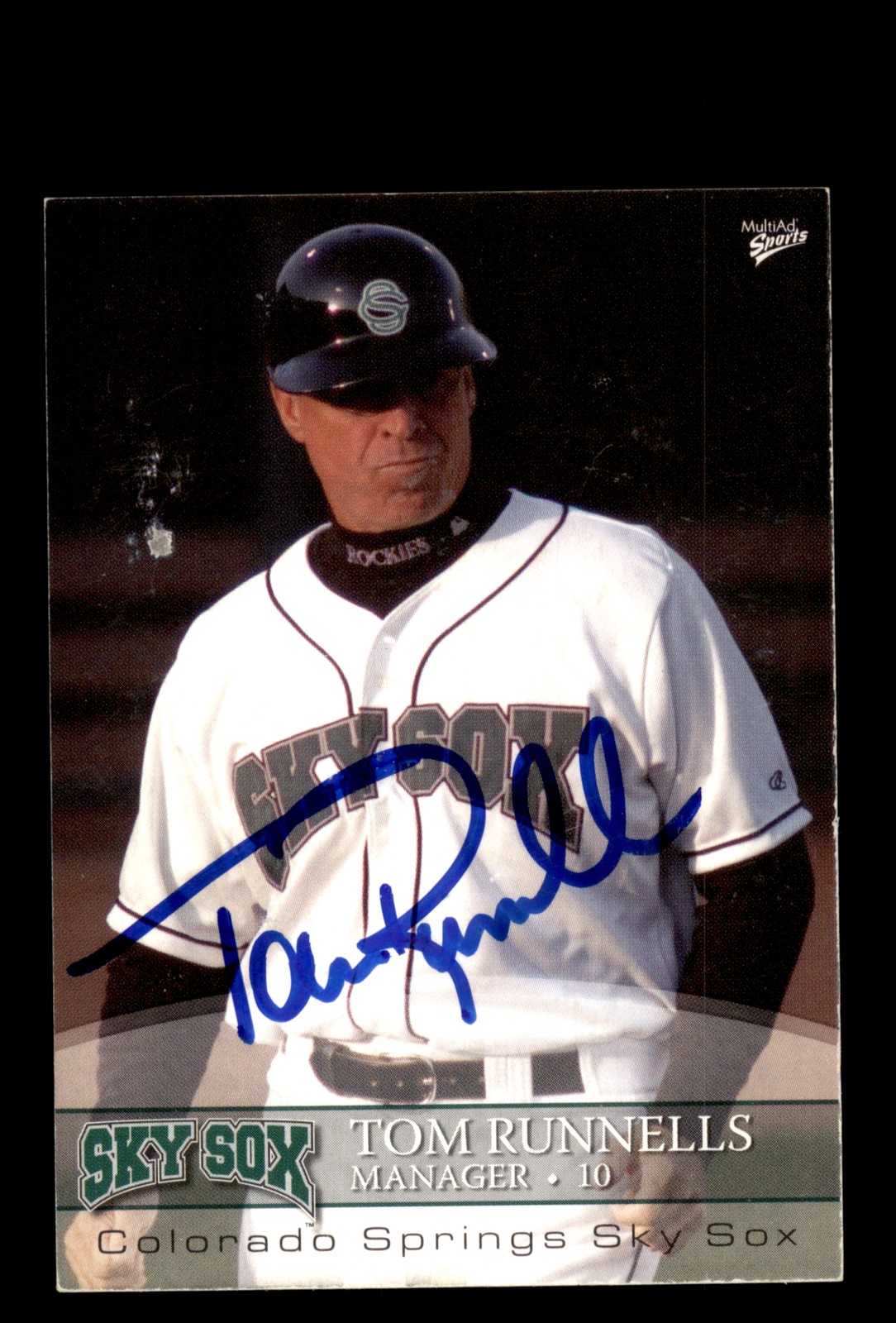 Signed Baseball Card Auto Tom Runnells 2008 MultiAd Colorado Springs Sky Sox