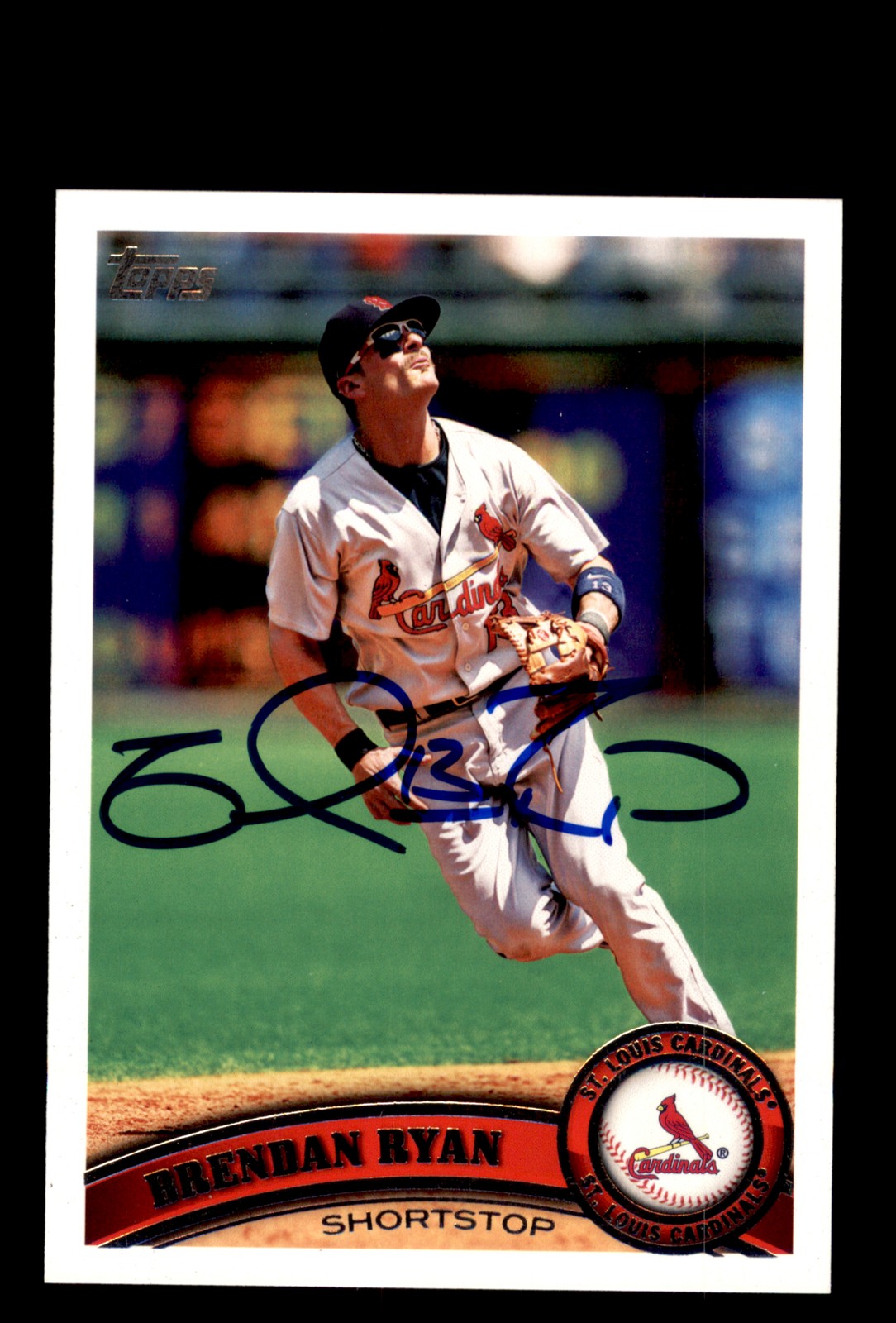 Signed Baseball Card Auto Brendan Ryan 2011 Topps #43 St. Louis Cardinals