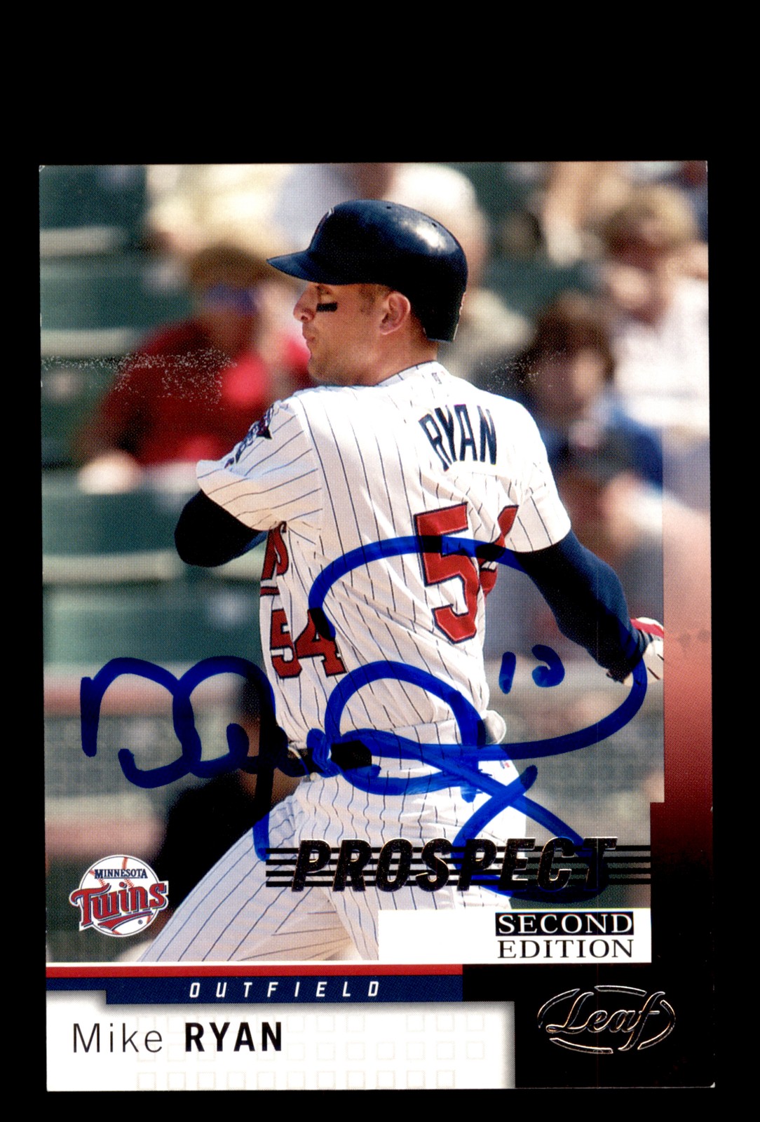 Signed Baseball Card Auto Michael Ryan 2004 Leaf #249 Minnesota Twins