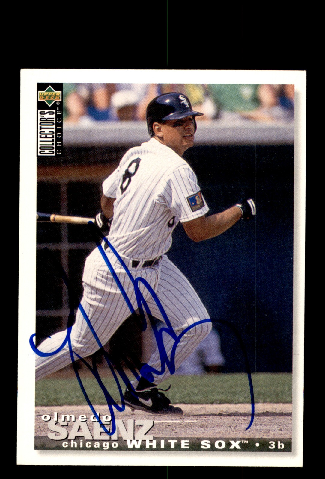 Signed Baseball Card Auto Olmedo Saenz 1995 Collector's Choice #497 White Sox