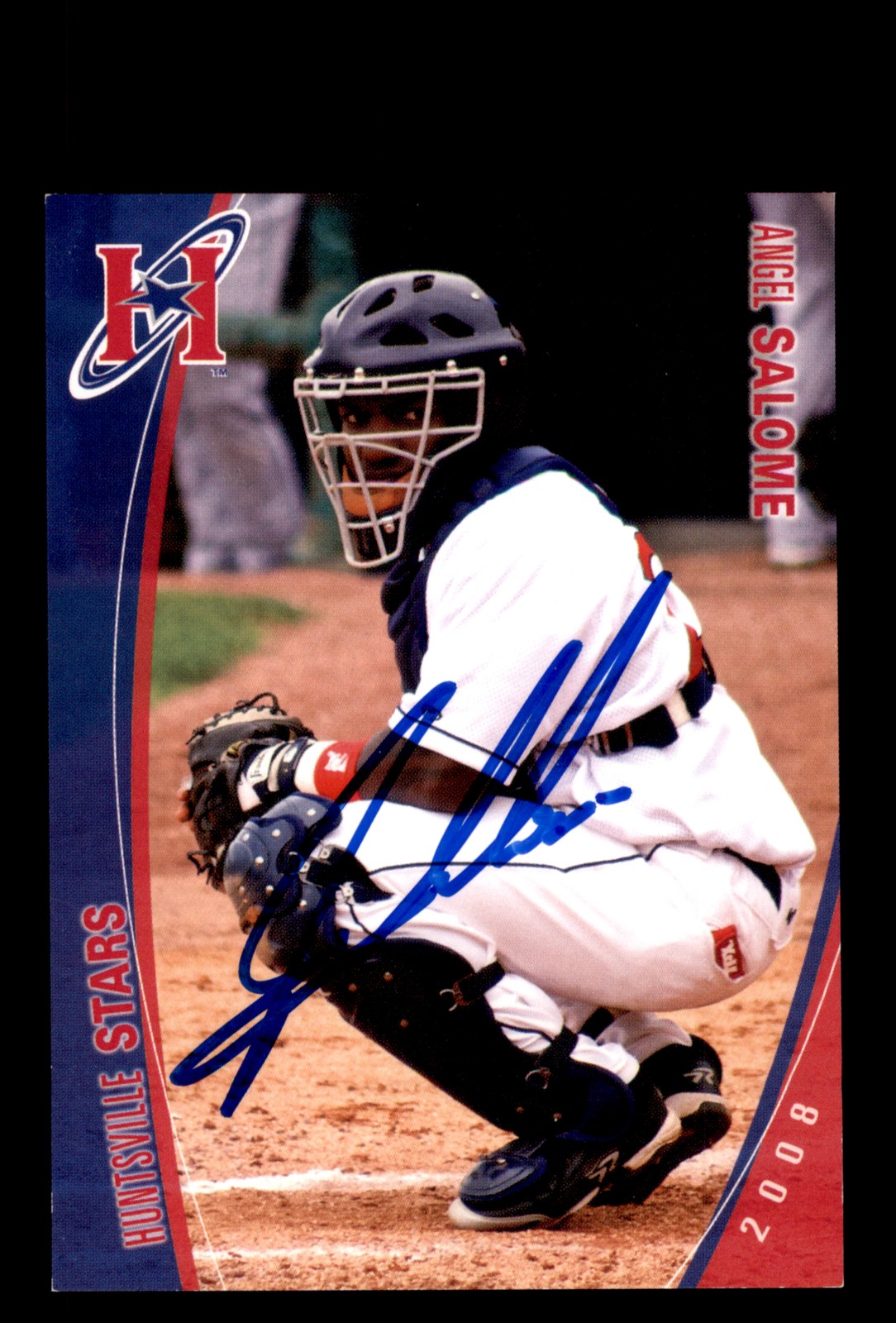 Signed Baseball Card Auto Angel Salome 2008 Grandstand Huntsville Stars