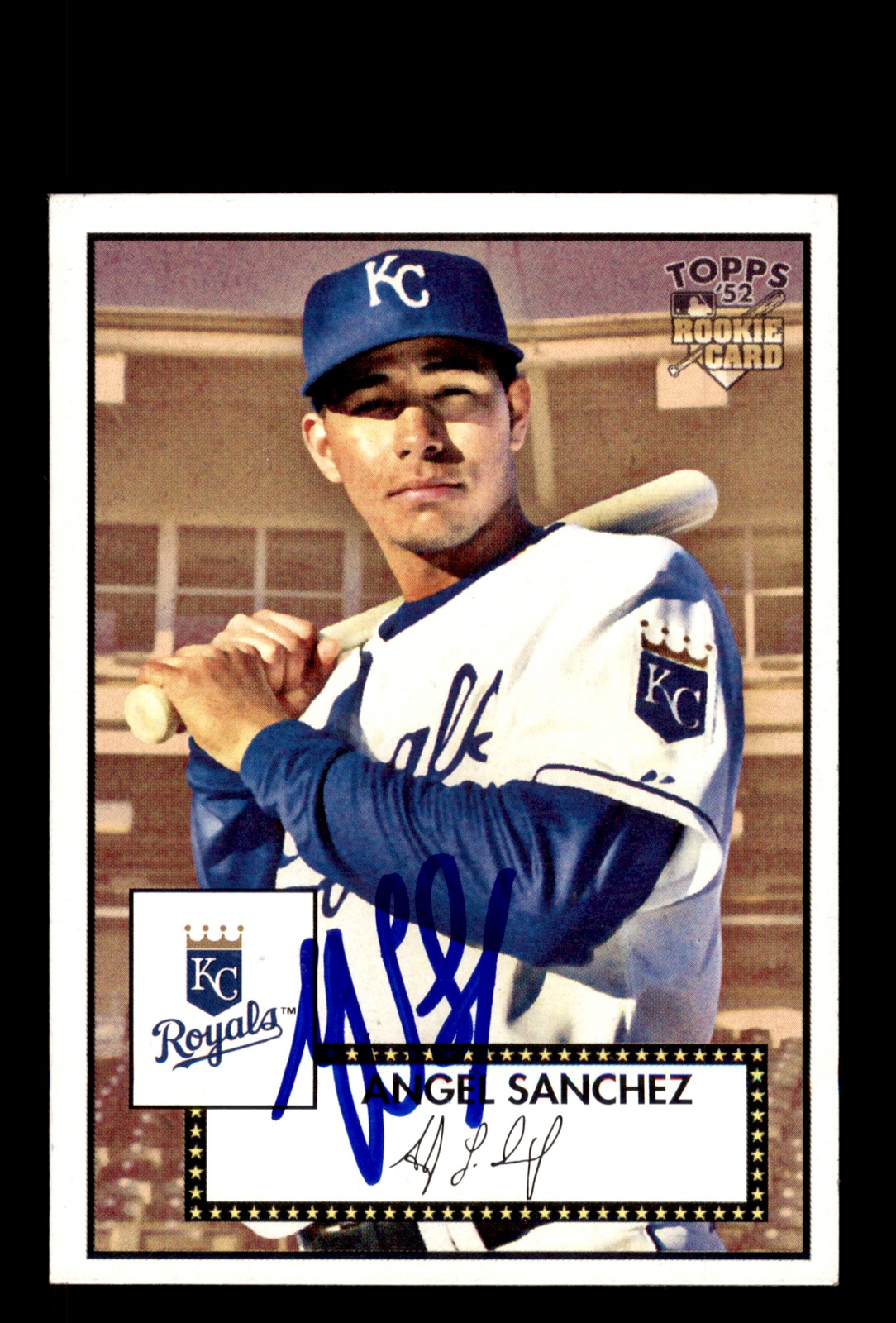 Signed Baseball Card Auto Angel Sanchez 2007 Topps Rookie 52 #2 Royals