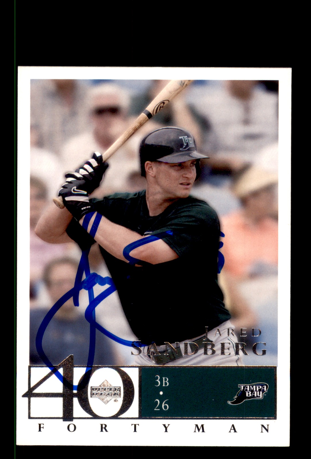 Signed Baseball Card Auto Jared Sandberg 2003 Upper Deck 40-Man #102 Devil Rays