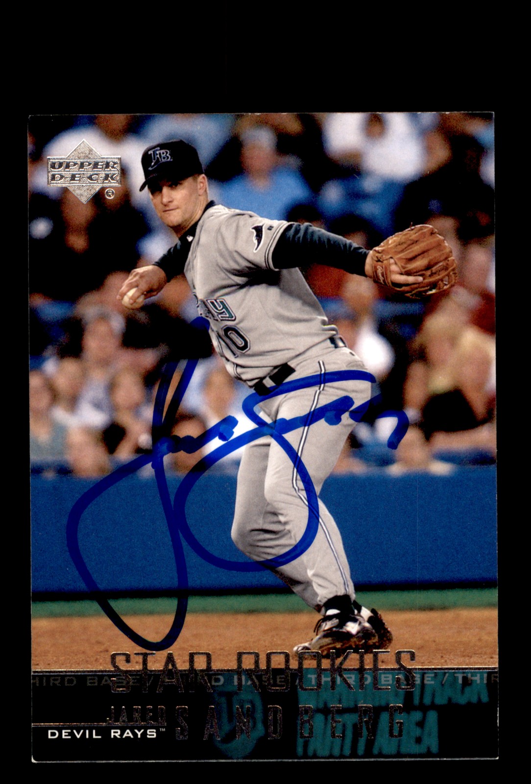 Signed Baseball Card Auto Jared Sandberg 2004 Upper Deck #10 Devil Rays