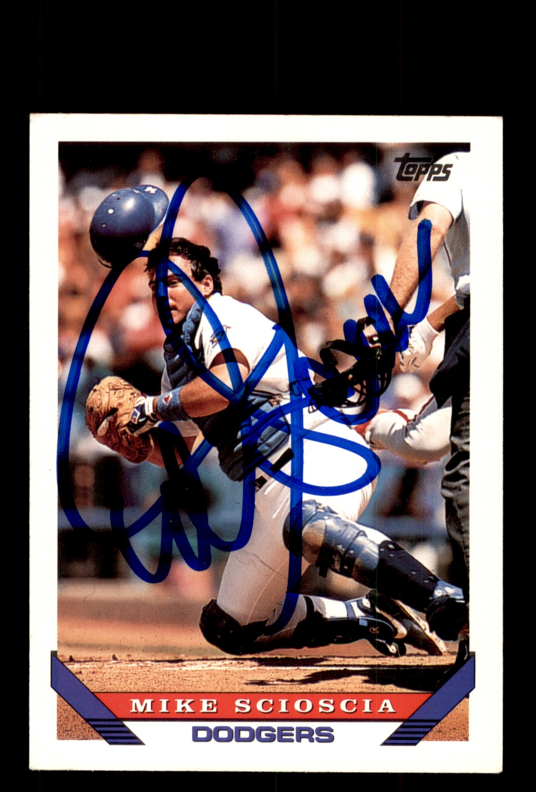 Signed Baseball Card Auto Mike Scioscia 1993 Topps #202 Los Angeles Dodgers