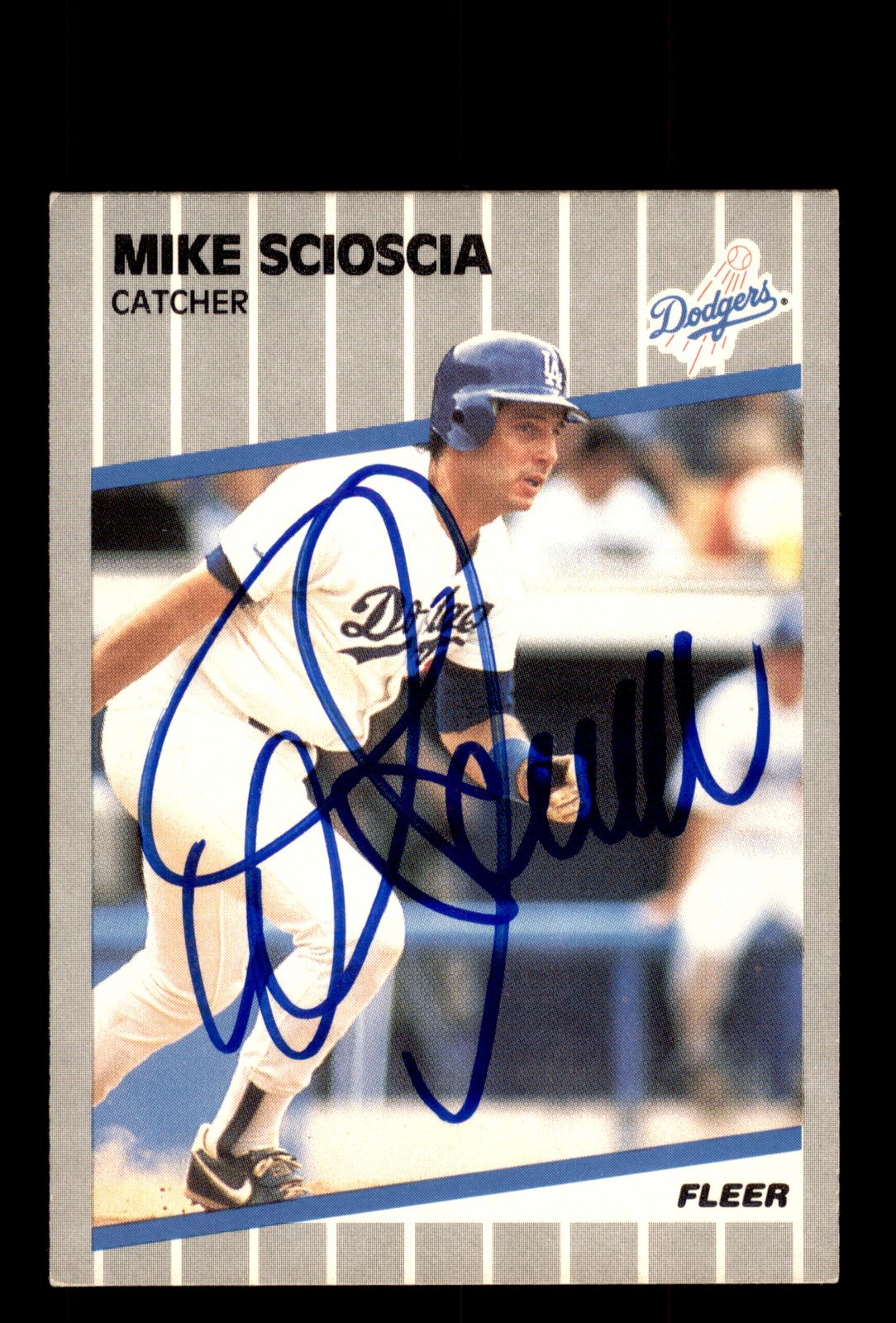 Signed Baseball Card Auto Mike Scioscia 1989 Fleer #71 Los Angeles Dodgers