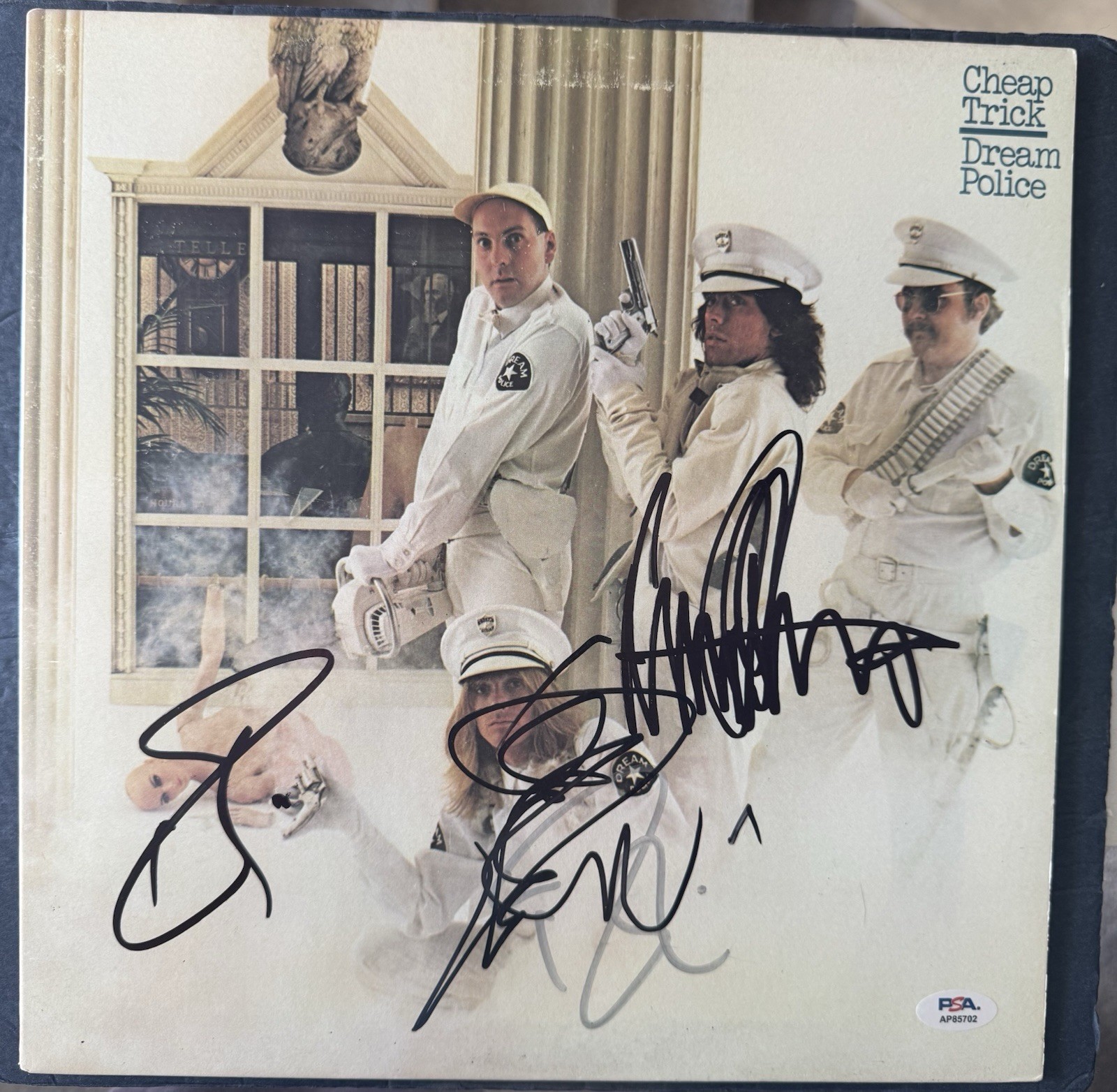 Cheap Trick Signed Dream Police Vinyl Album Record x3 Rick Tom Robin PSA/DNA COA