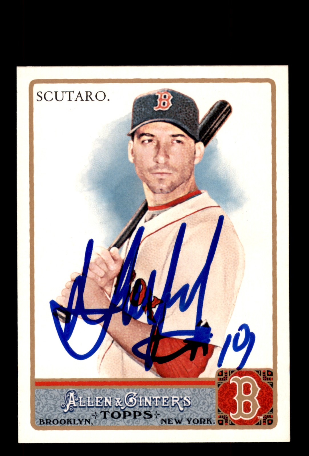 Signed Baseball Card Auto Marco Scutaro 2011 Topps Allen & Ginter #208 Red Sox