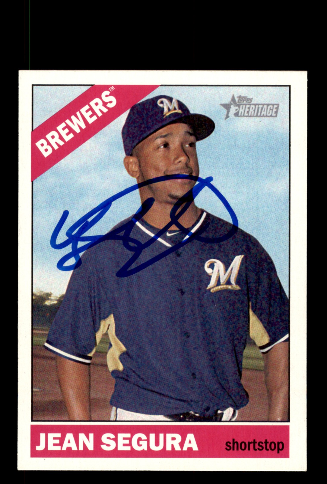 Signed Baseball Card Auto Jean Segura 2015 Topps Heritage #12 Milwaukee Brewers