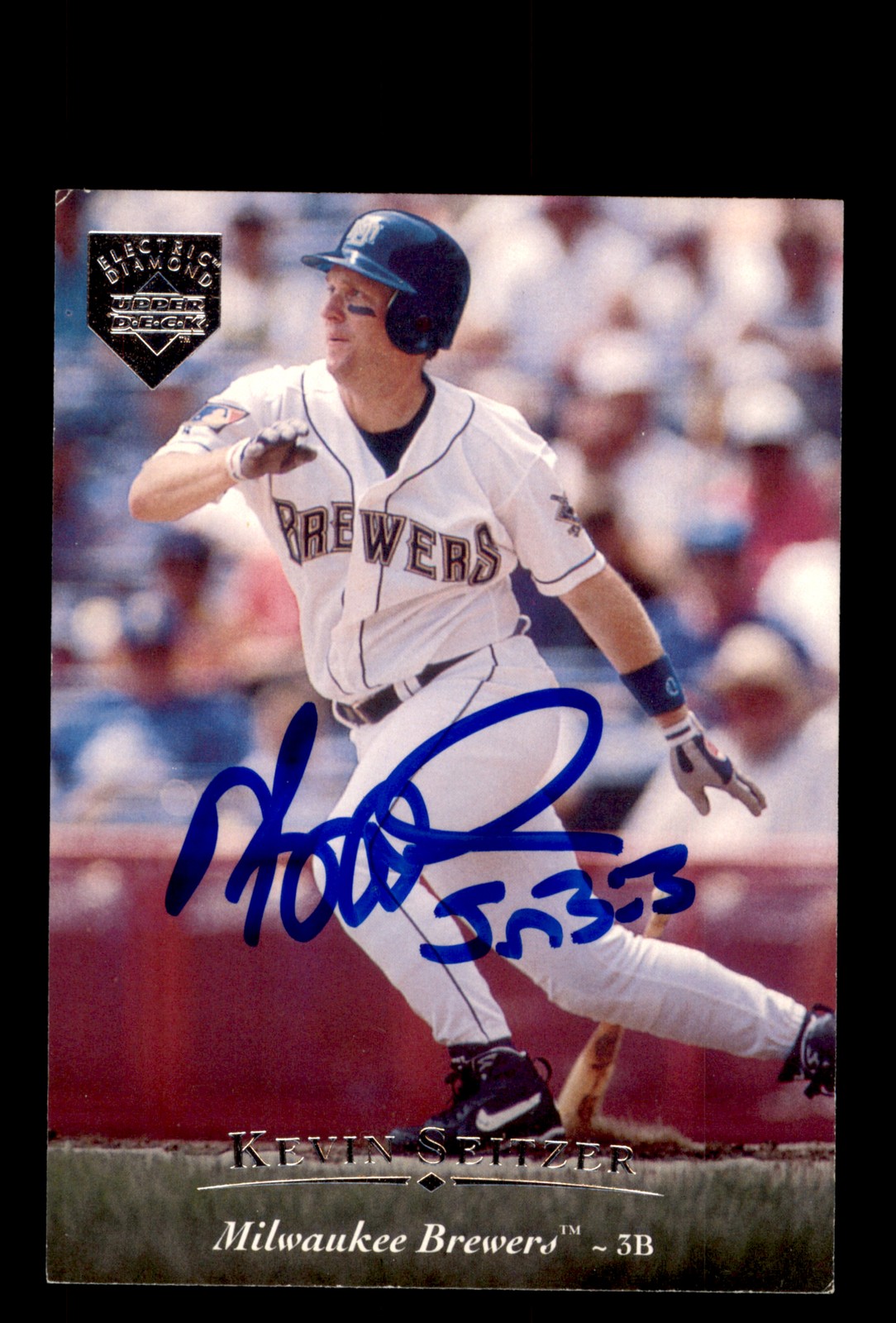 Signed Baseball Card Auto Kevin Seitzer 1995 Upper Deck #302 Electric Diamond