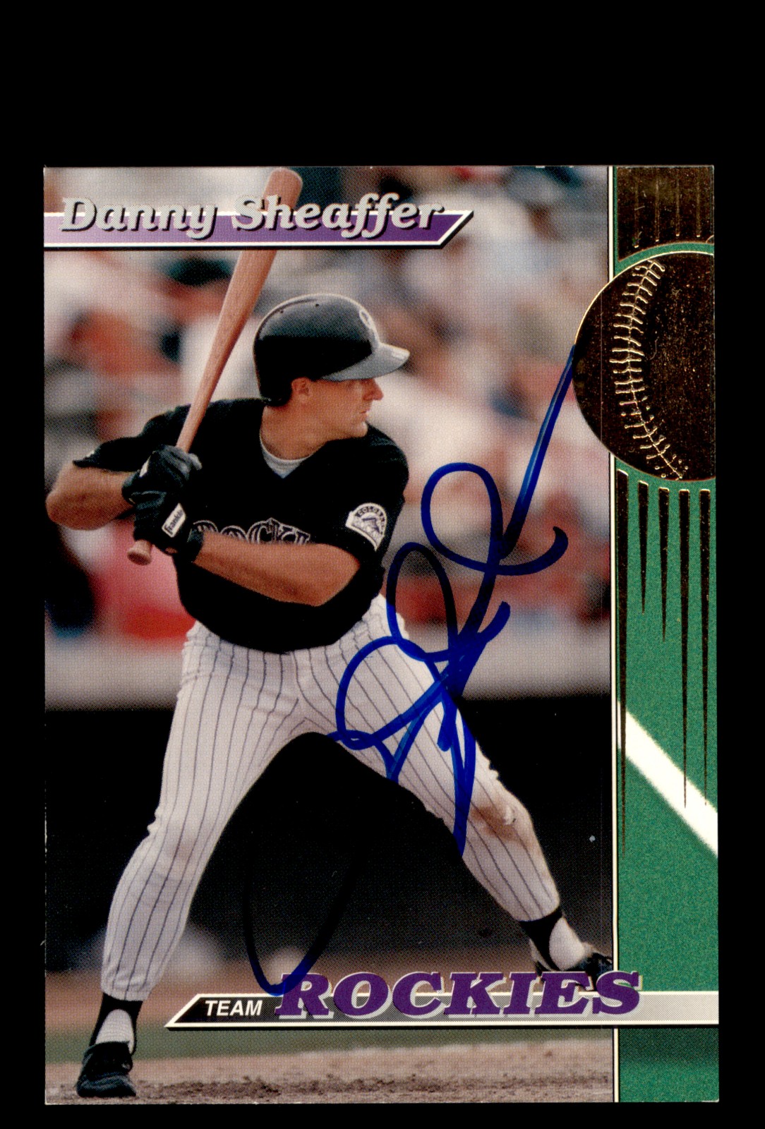 Signed Baseball Card Auto Danny Sheaffer 1993 Topps Stadium Club Rockies #28