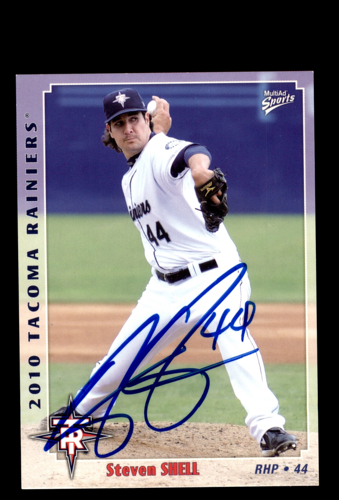 Signed Baseball Card Auto Steven Shell 2010 MultiAd Tacoma Rainiers