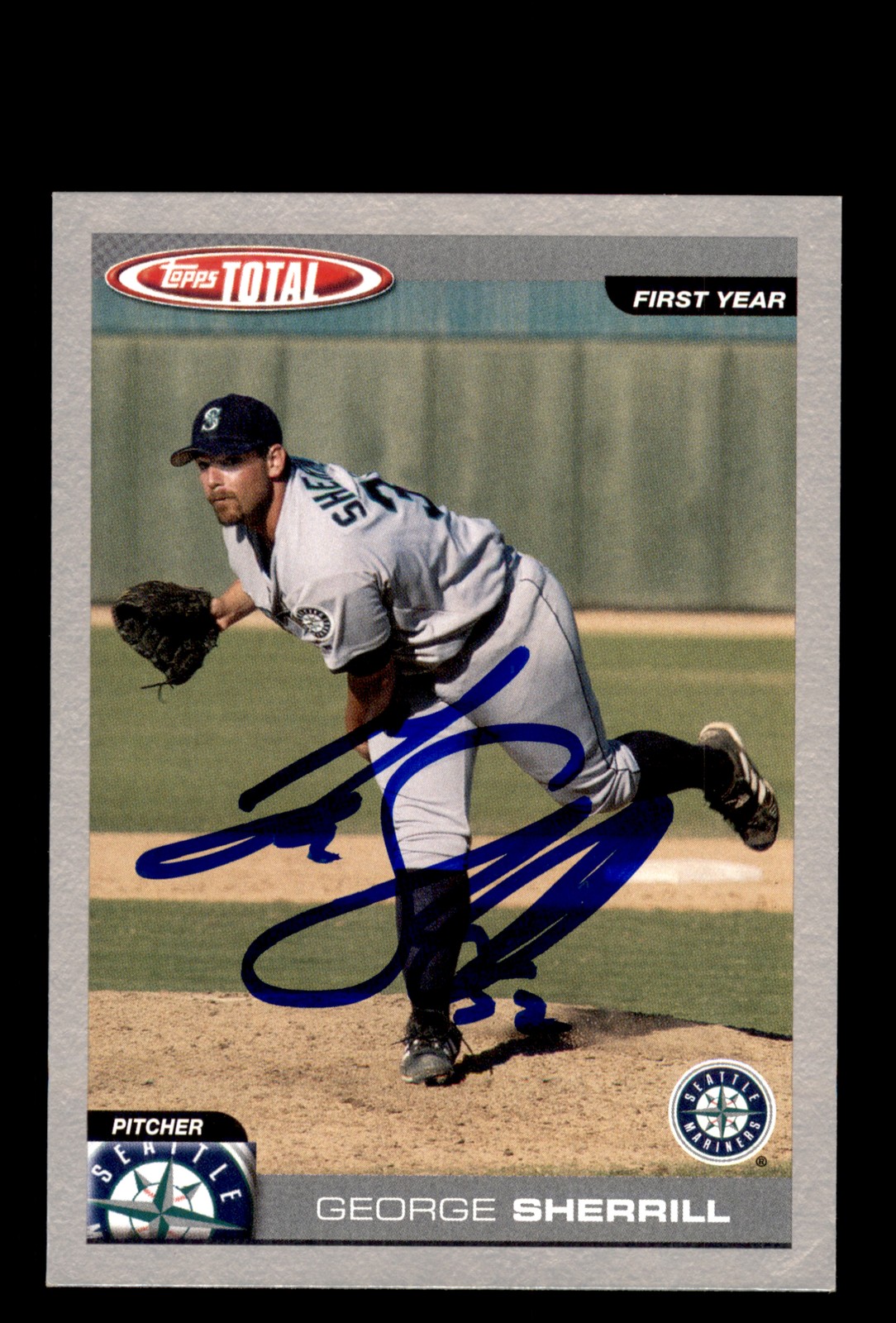 Signed Baseball Card Auto George Sherrill 2004 Topps Total #844 Mariners Silver