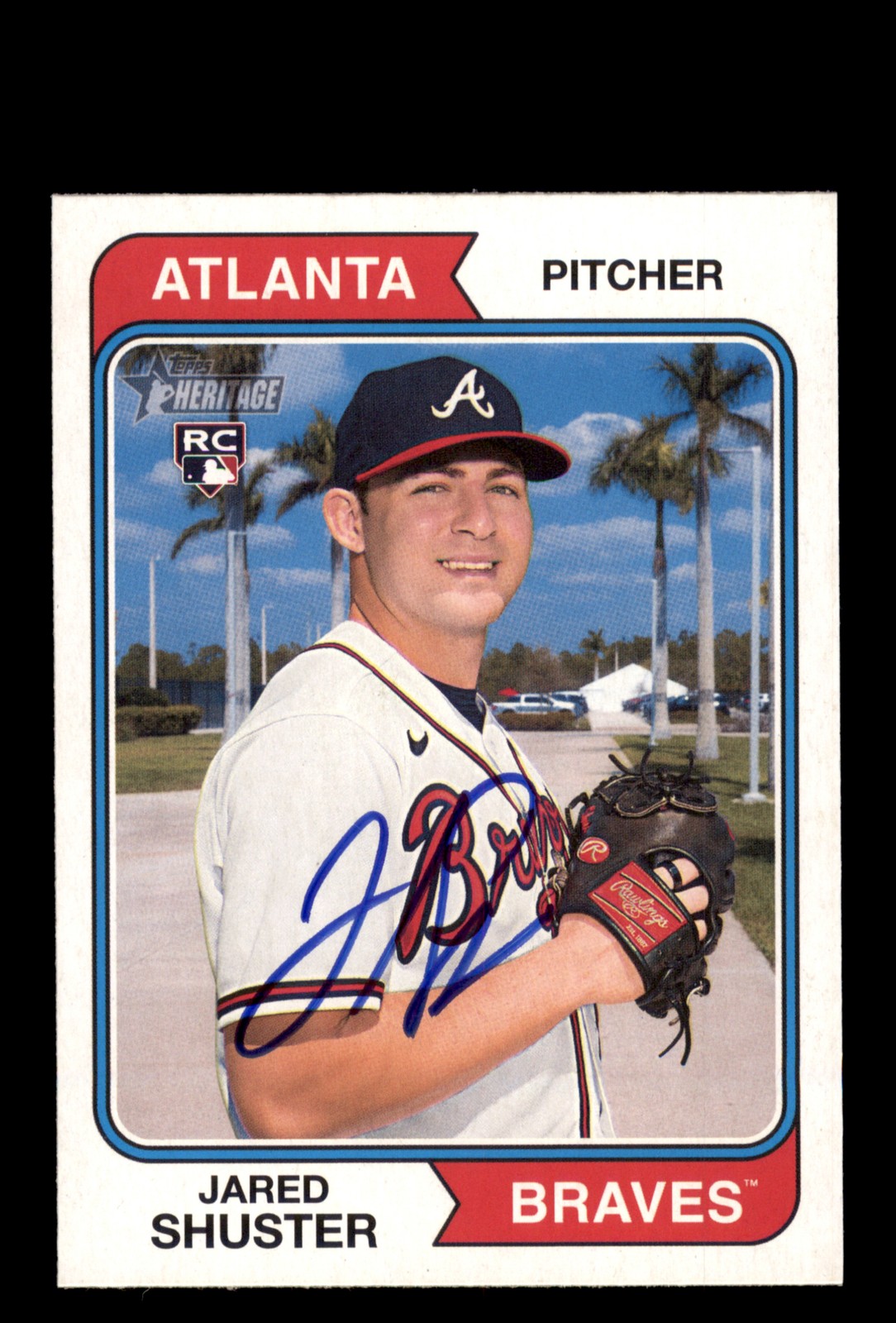Signed Baseball Card Auto Jared Shuster 2023 Topps Heritage #526 Atlanta Braves