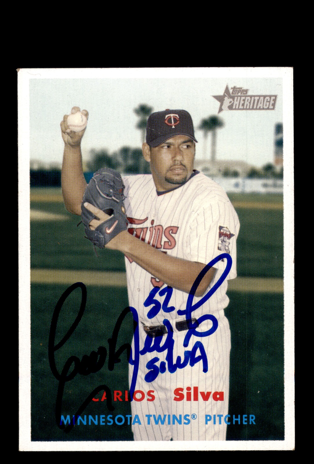 Signed Baseball Card Auto Carlos Silva 2006 Topps Heritage #115 Minnesota Twins