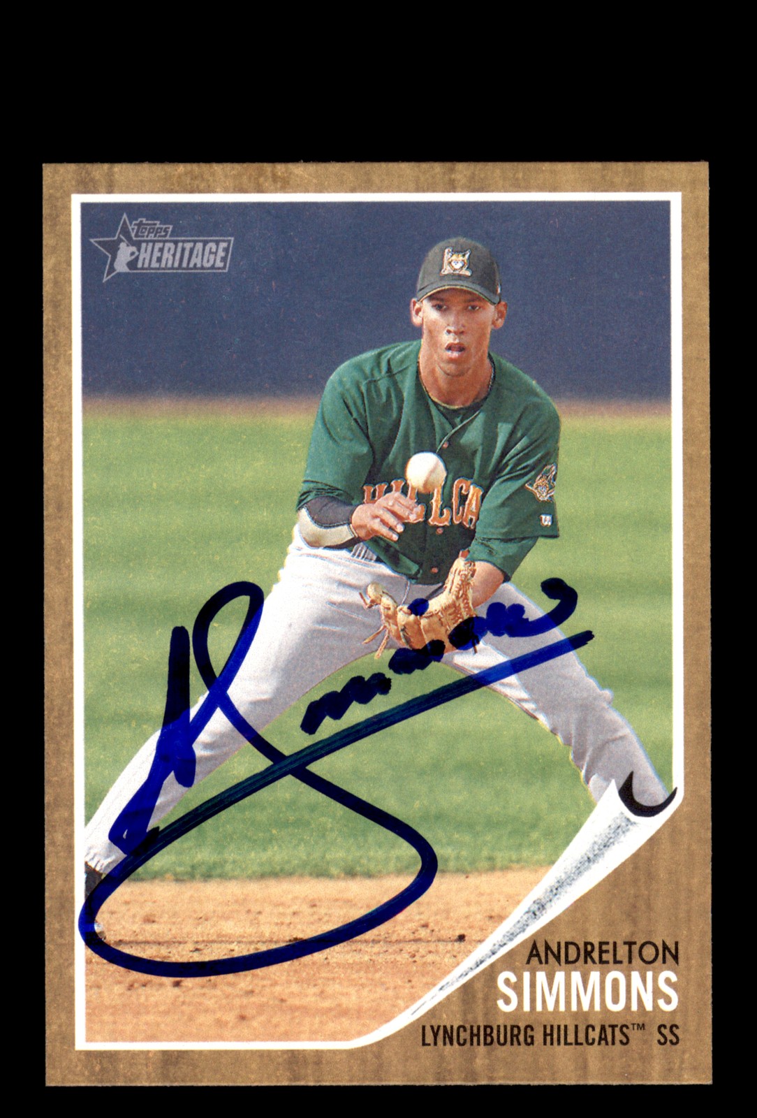 Signed Baseball Card Auto Andrelton Simmons 2011 Topps Heritage Minor League #1