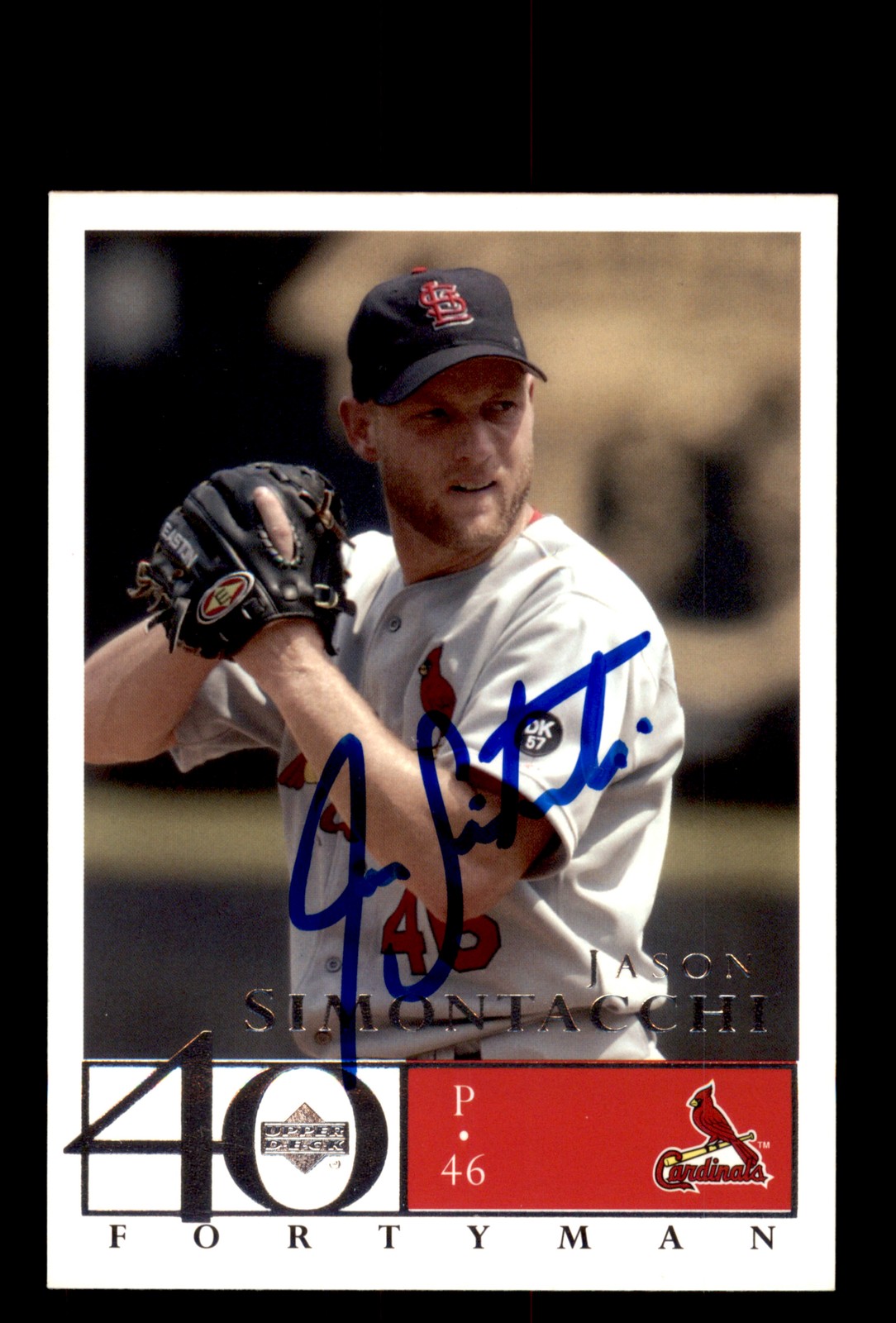 Signed Baseball Card Auto Jason Simontacchi 2003 Upper Deck 40-Man Cardinals