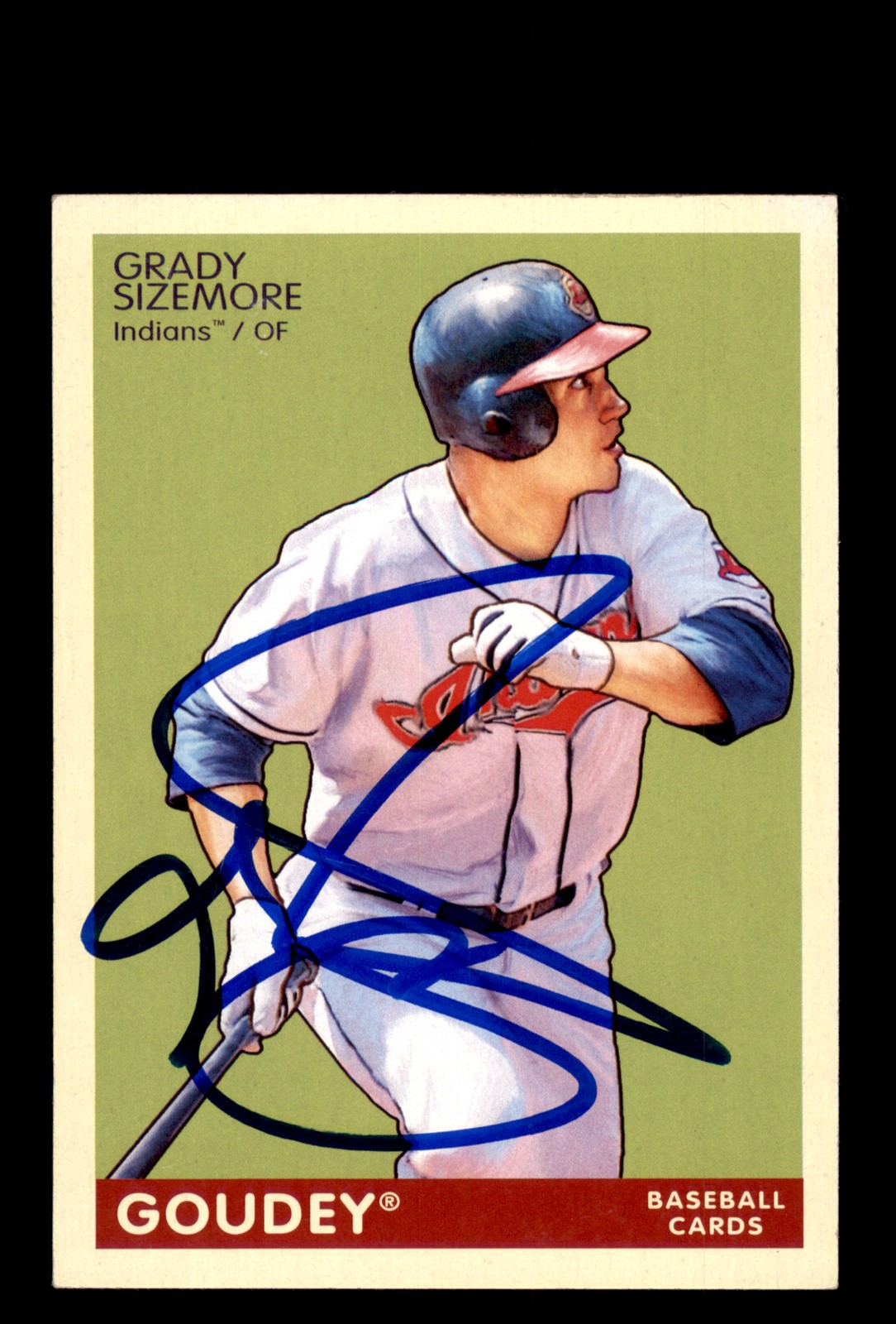 Signed Baseball Card Auto Grady Sizemore 2009 Upper Deck Goudey #61 Indians