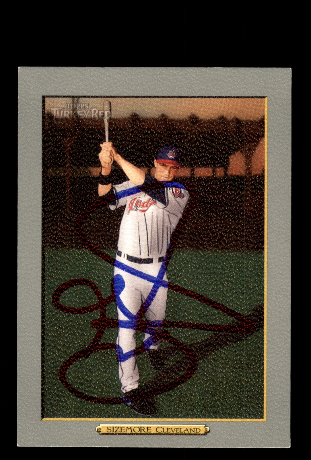 Signed Baseball Card Auto Grady Sizemore 2006 Topps Turkey Red #369 Indians