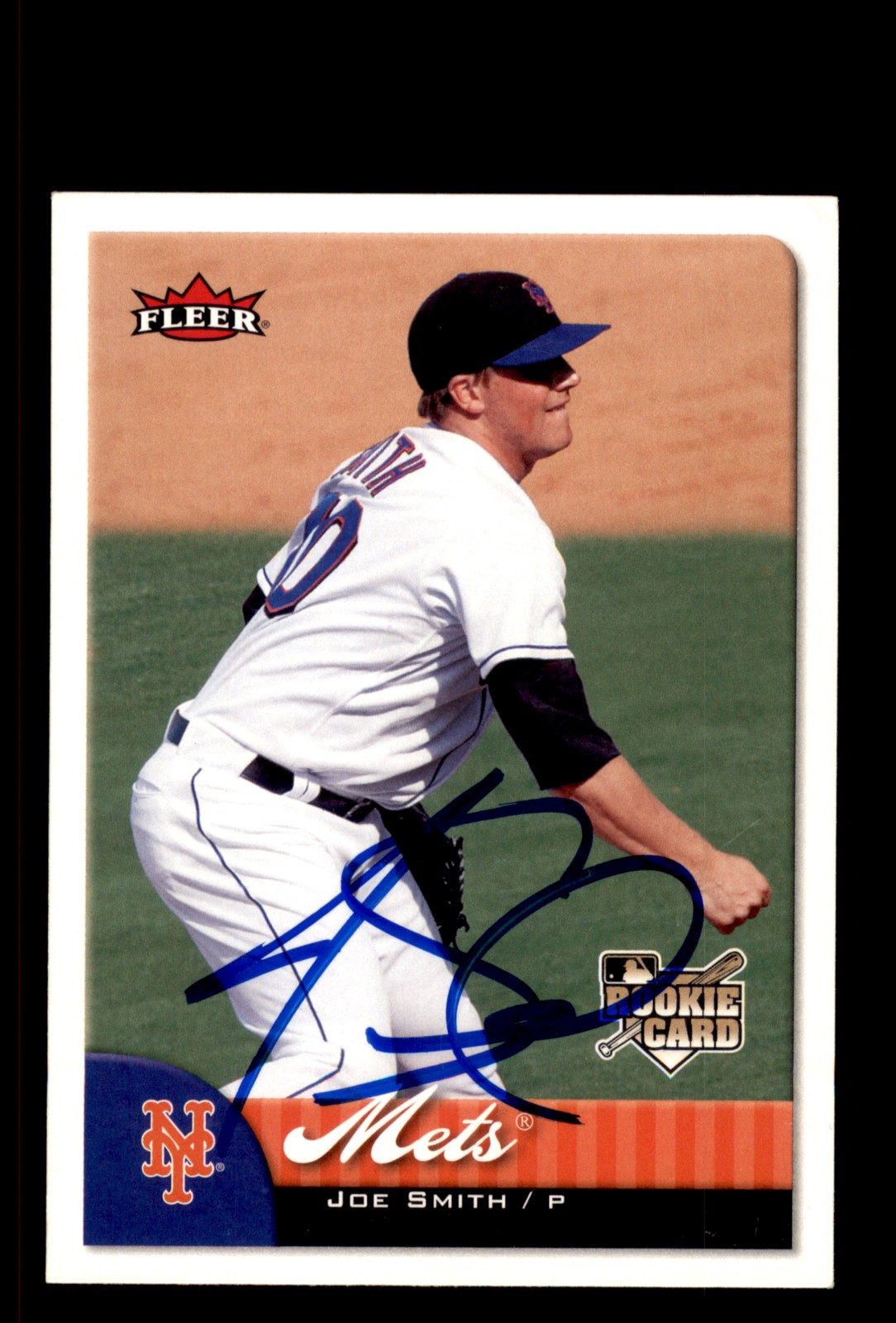 Signed Baseball Card Auto Joe Smith 2007 Fleer #419 New York Mets