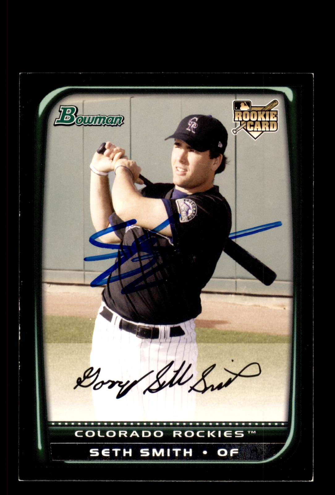 Signed Baseball Card Auto Seth Smith 2008 Bowman #217 Colorado Rockies