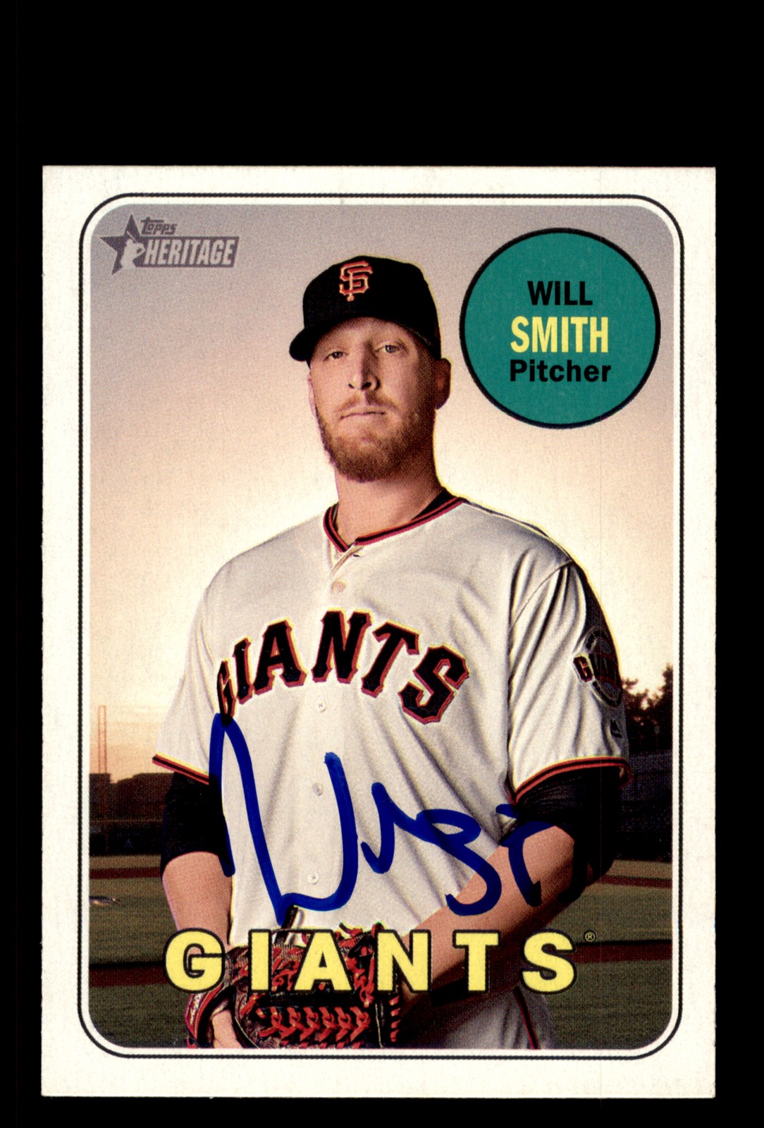 Signed Baseball Card Auto Will Smith 2018 Topps Heritage #614 SF Giants