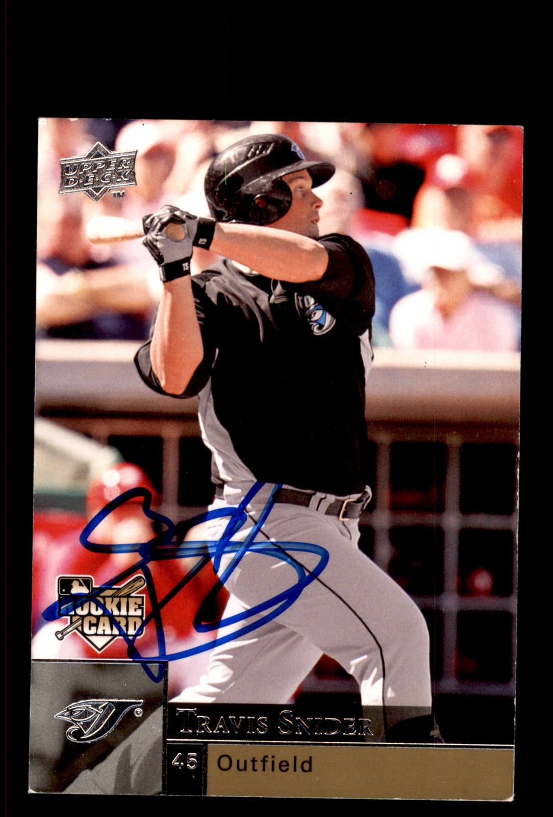 Signed Baseball Card Auto Travis Snider 2009 Upper Deck #408 Toronto Blue Jays
