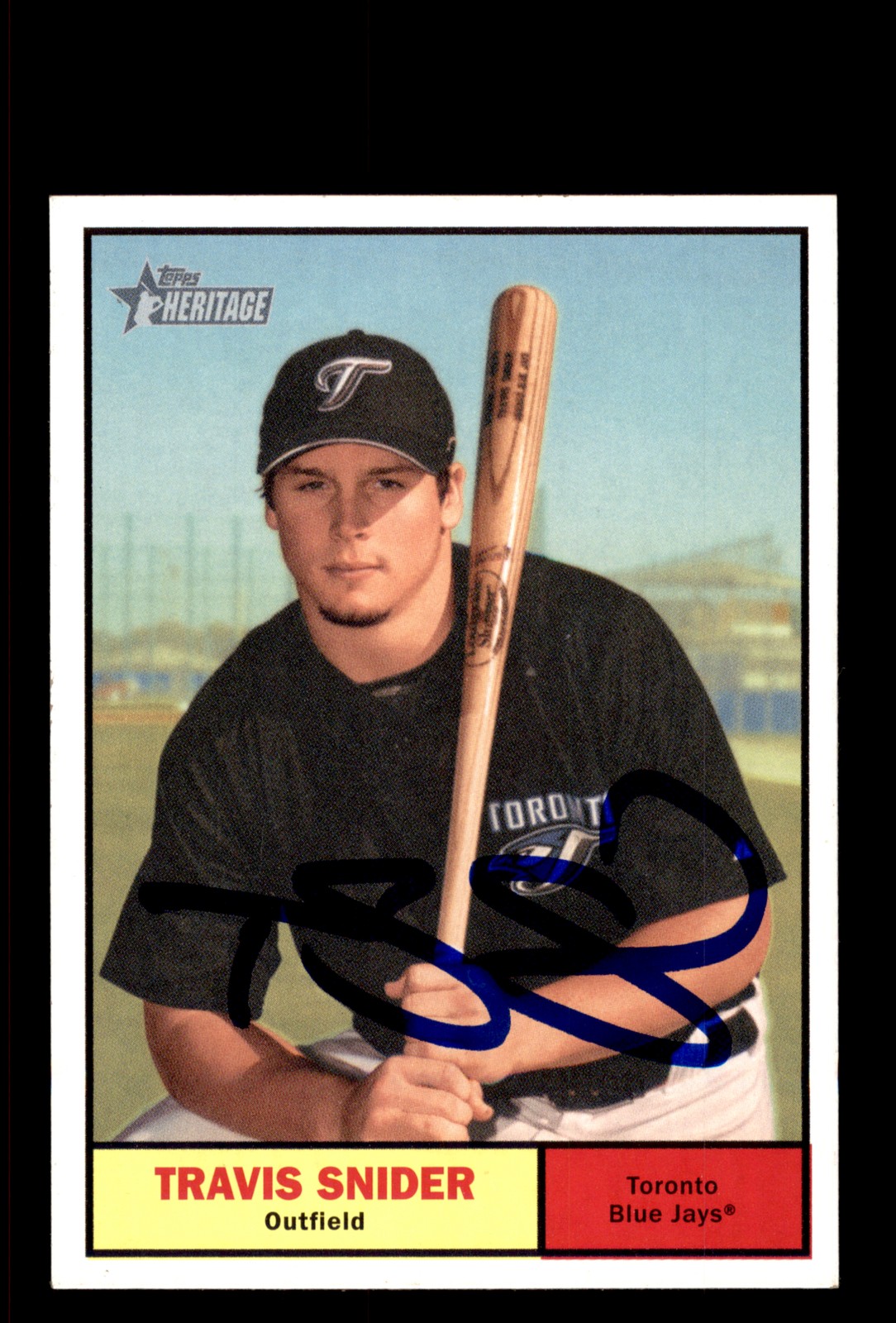 Signed Baseball Card Auto Travis Snider 2010 Topps Heritage #333 Blue Jays