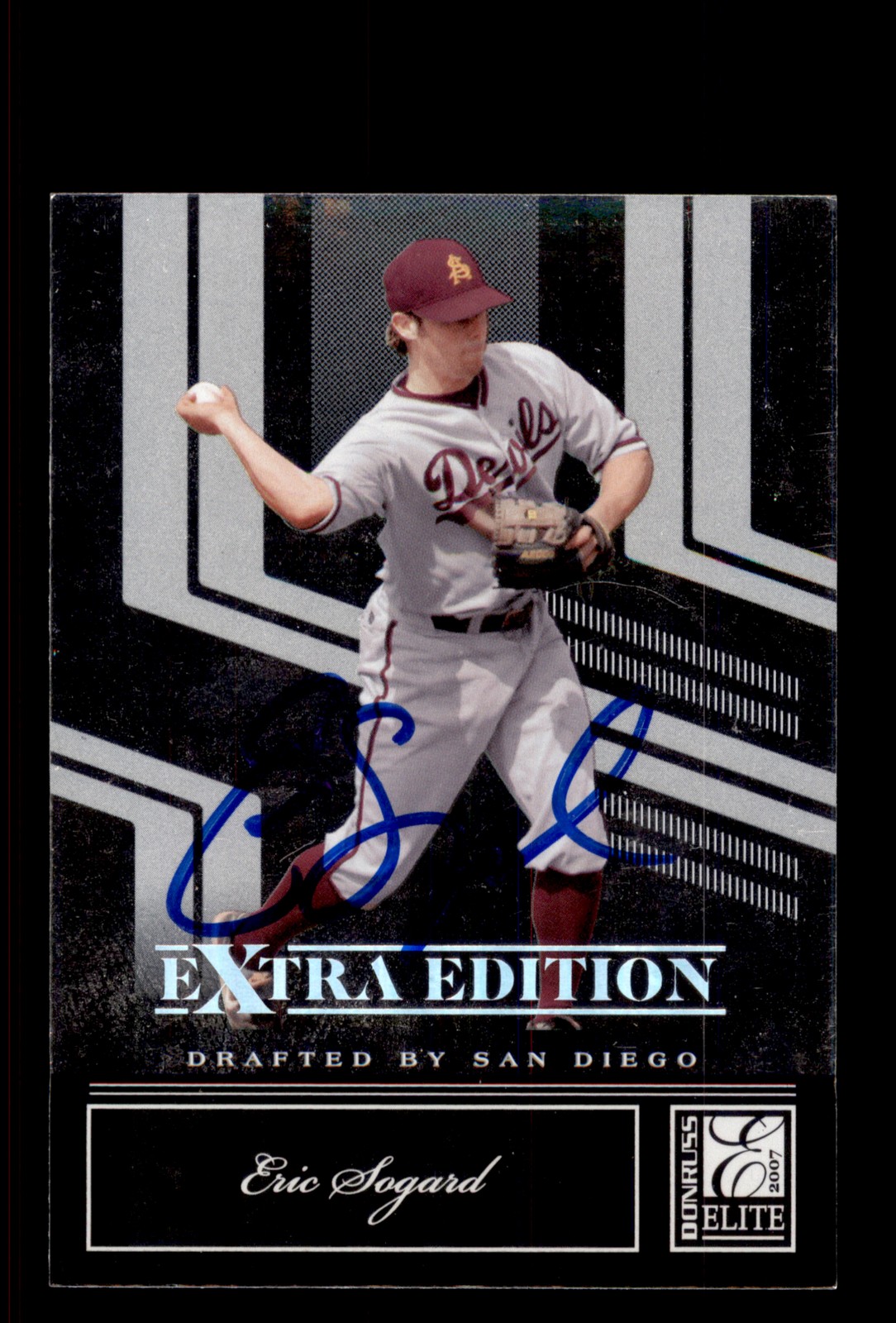 Signed Baseball Card Auto Eric Sogard 2007 Donruss Elite #53 San Diego Padres