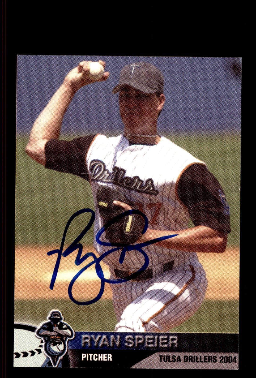 Signed Baseball Card Auto Ryan Speier 2004 Tulsa Drillers Police