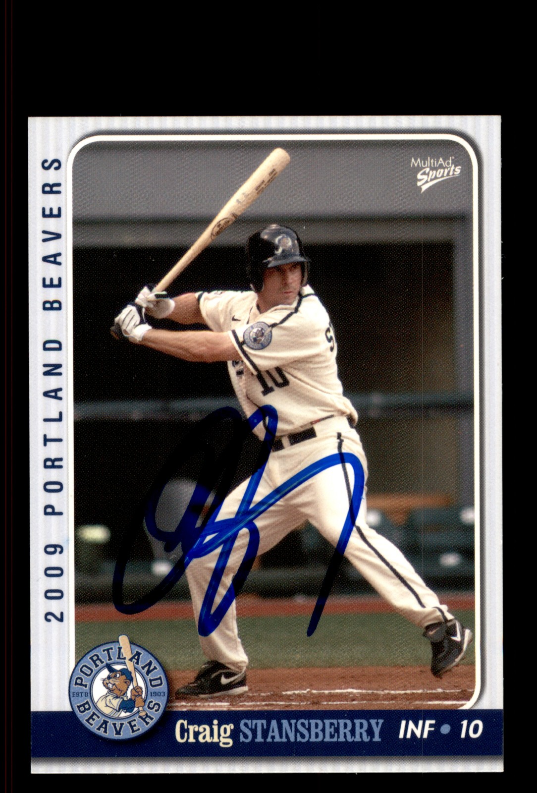 Signed Baseball Card Auto Craig Stansberry 2009 MultiAd Portland Beavers