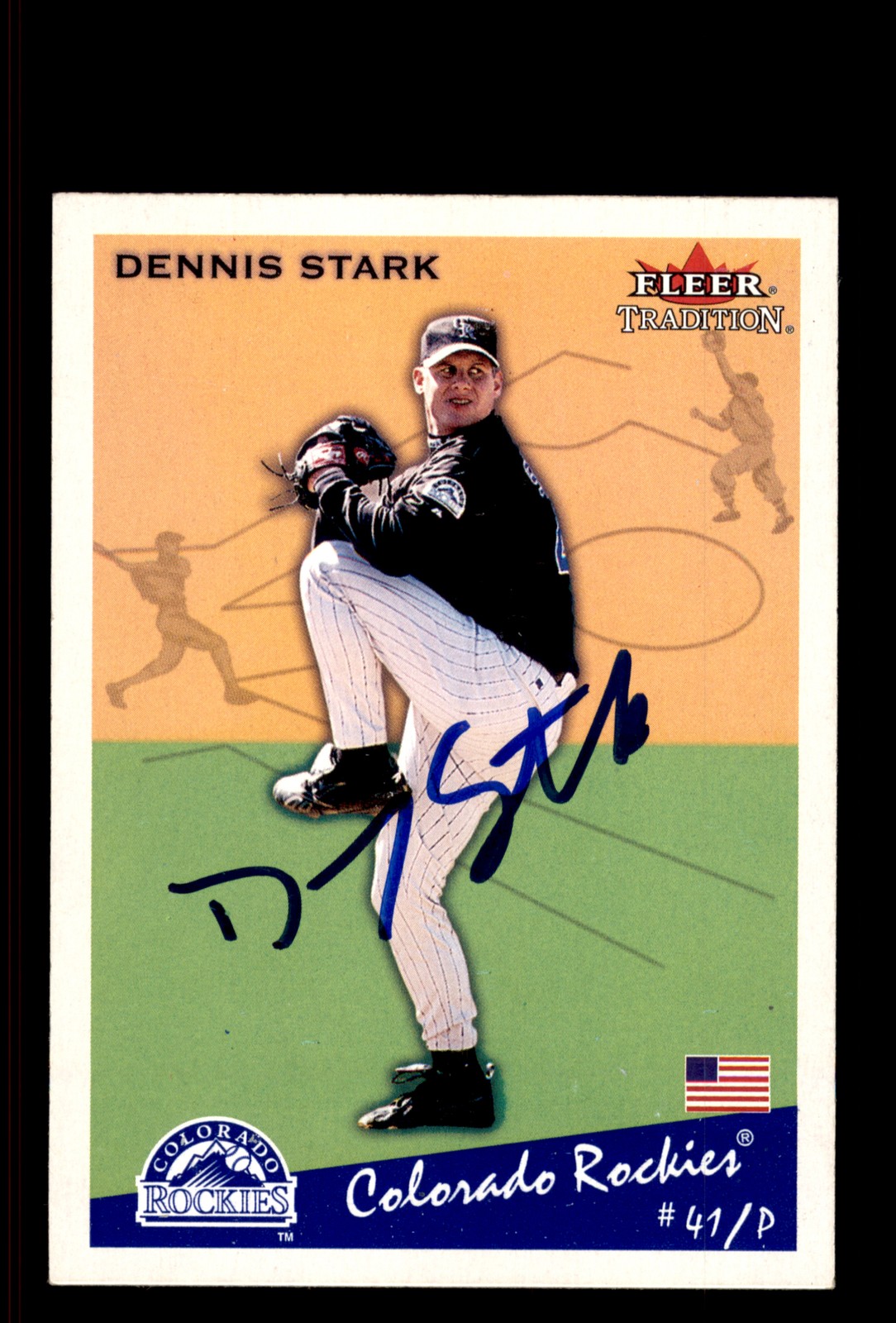 Signed Baseball Card Auto Dennis Stark 2002 Fleer Tradition #U263 Rockies