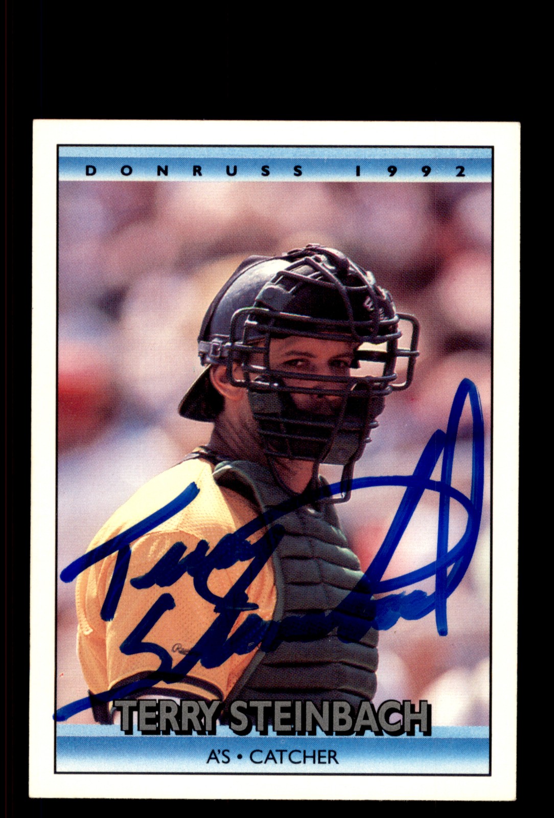 Signed Baseball Card Auto Terry Steinbach 1992 Donruss #104 Oakland Athletics