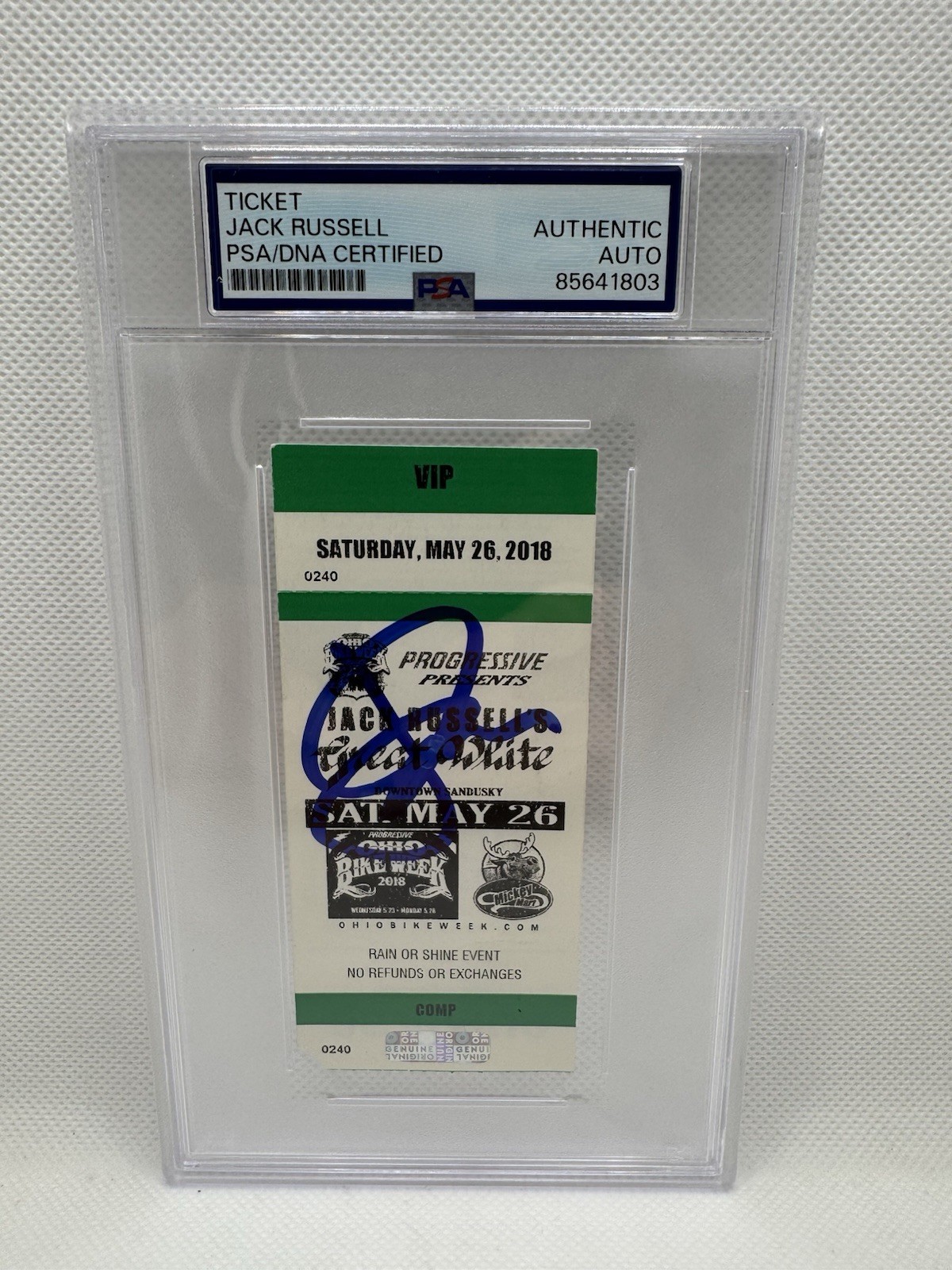 Jack Russell Signed Ticket Great White Autograph Slabbed RIP PSA/DNA Slab