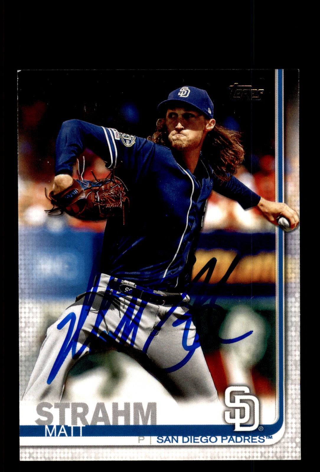 Signed Baseball Card Auto Matt Strahm 2019 Topps Update #US102 San Diego Padres